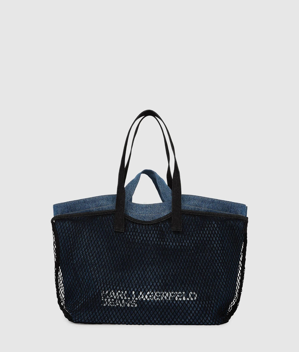 Double mesh denim shopper