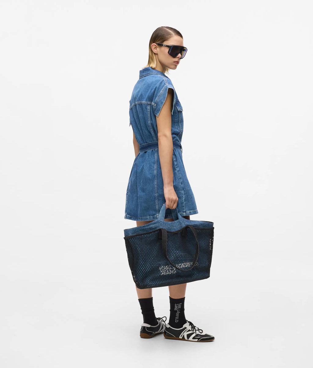 Double mesh denim shopper