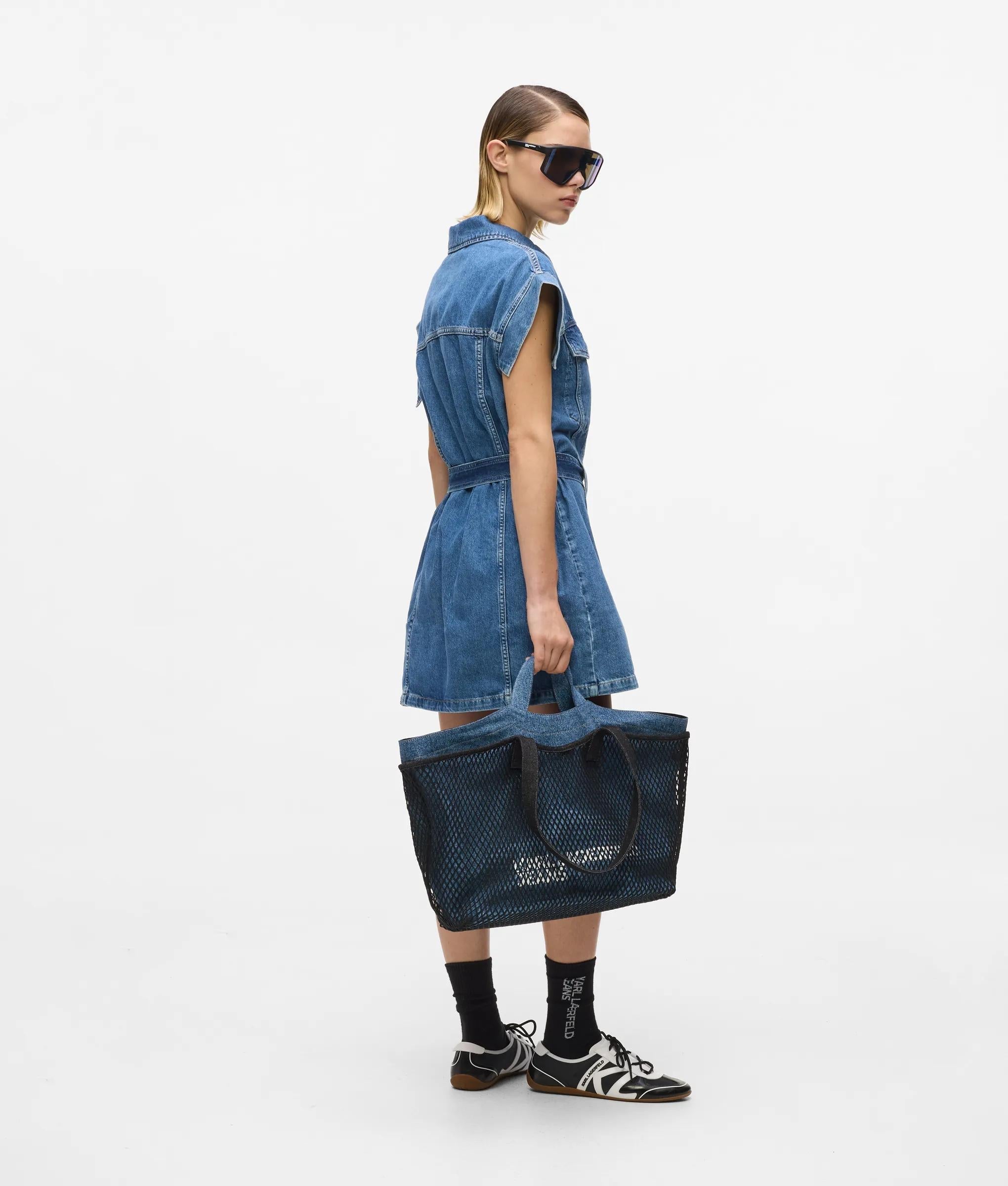 Double mesh denim shopper