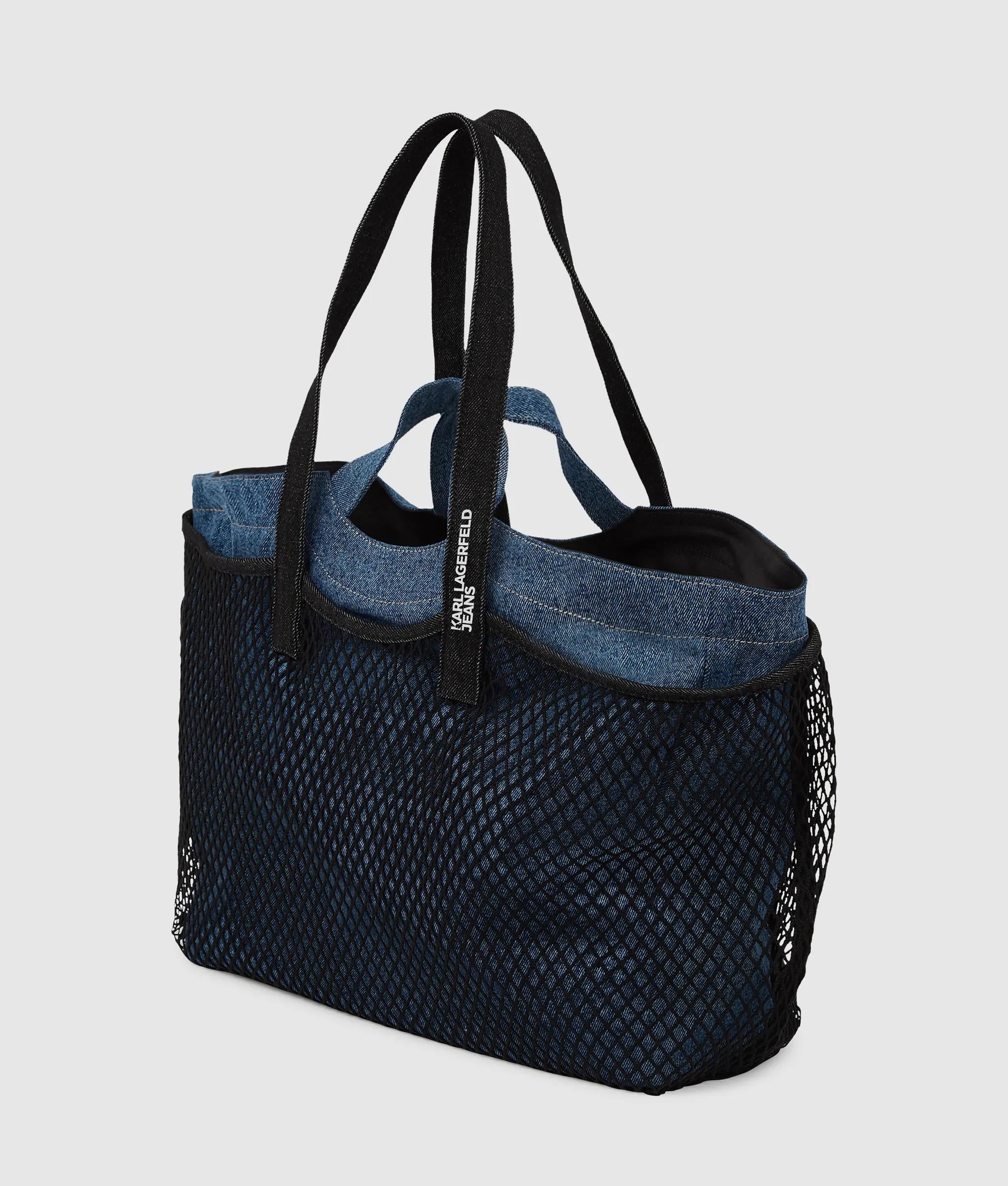 Double mesh denim shopper
