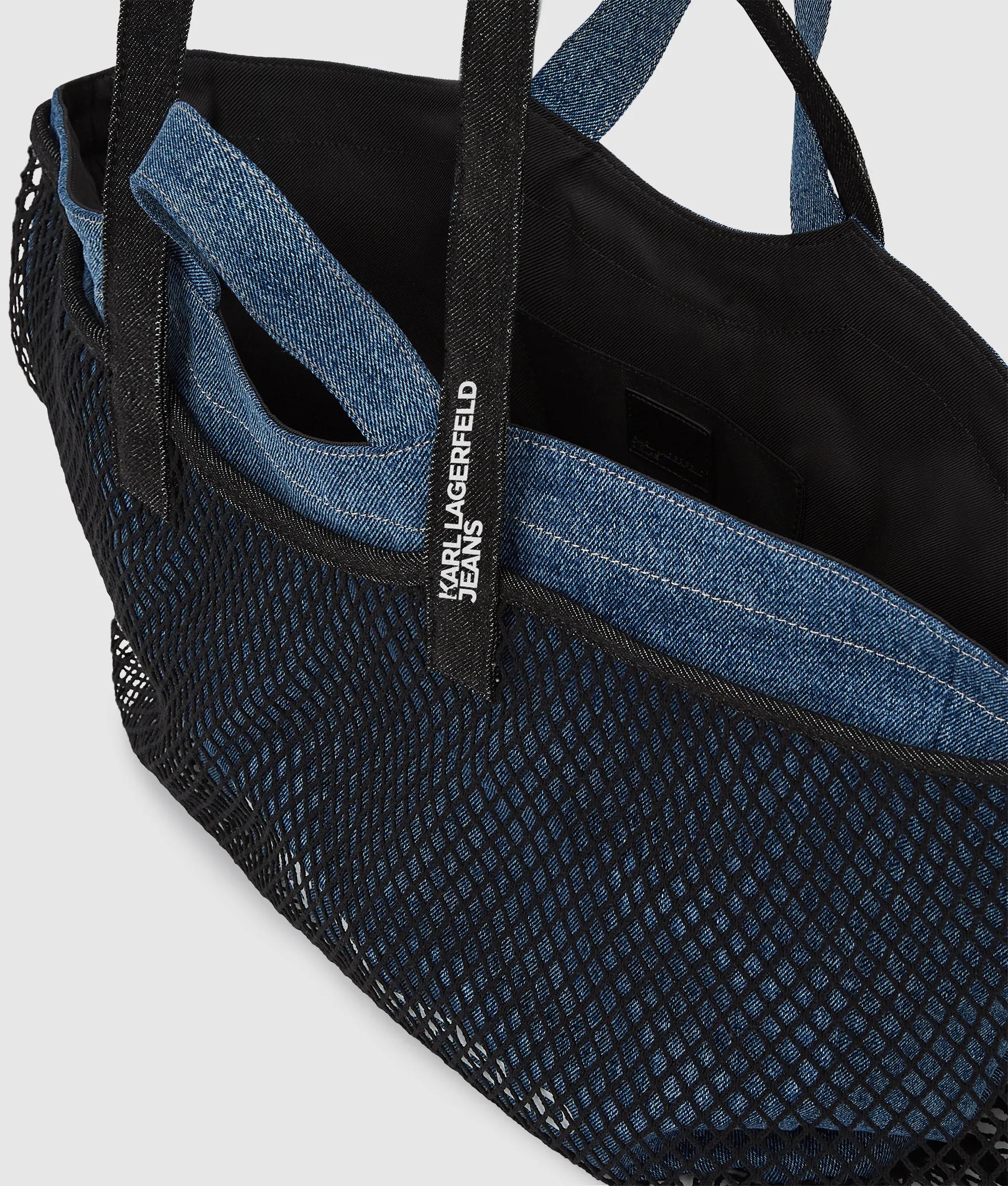 Double mesh denim shopper