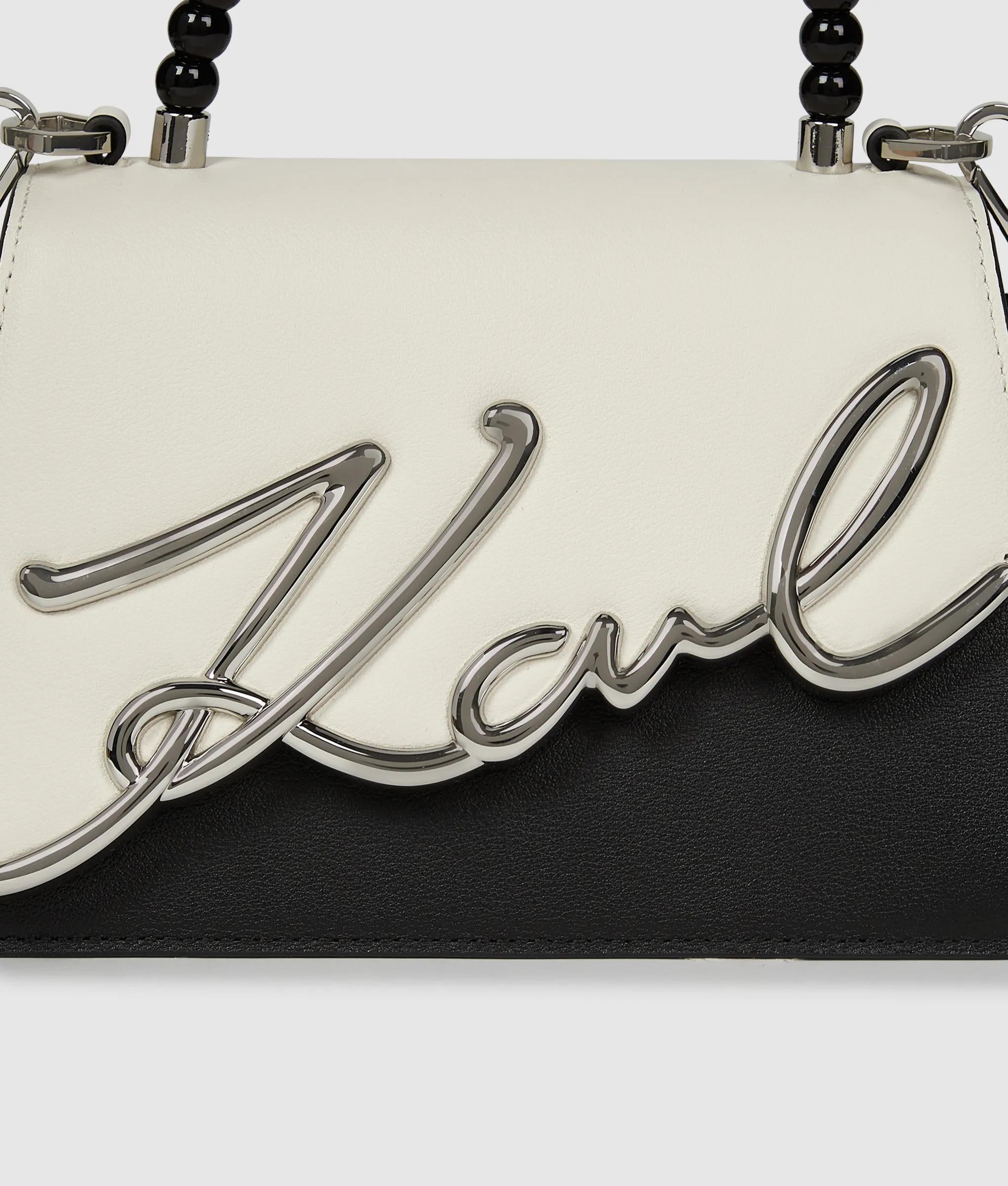 K/Signature faux-pearl top handle bag