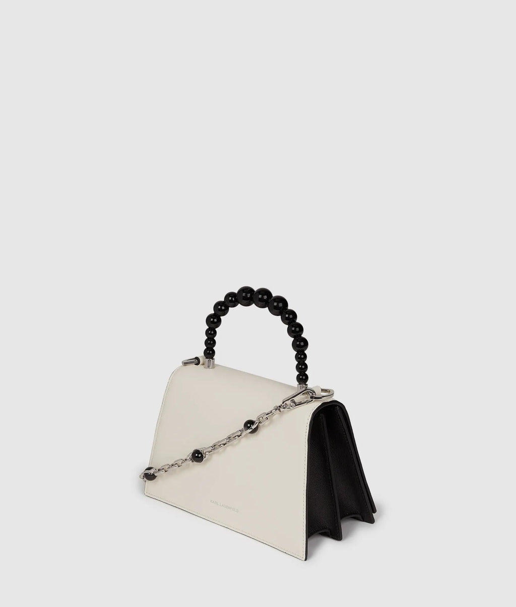 K/Signature faux-pearl top handle bag
