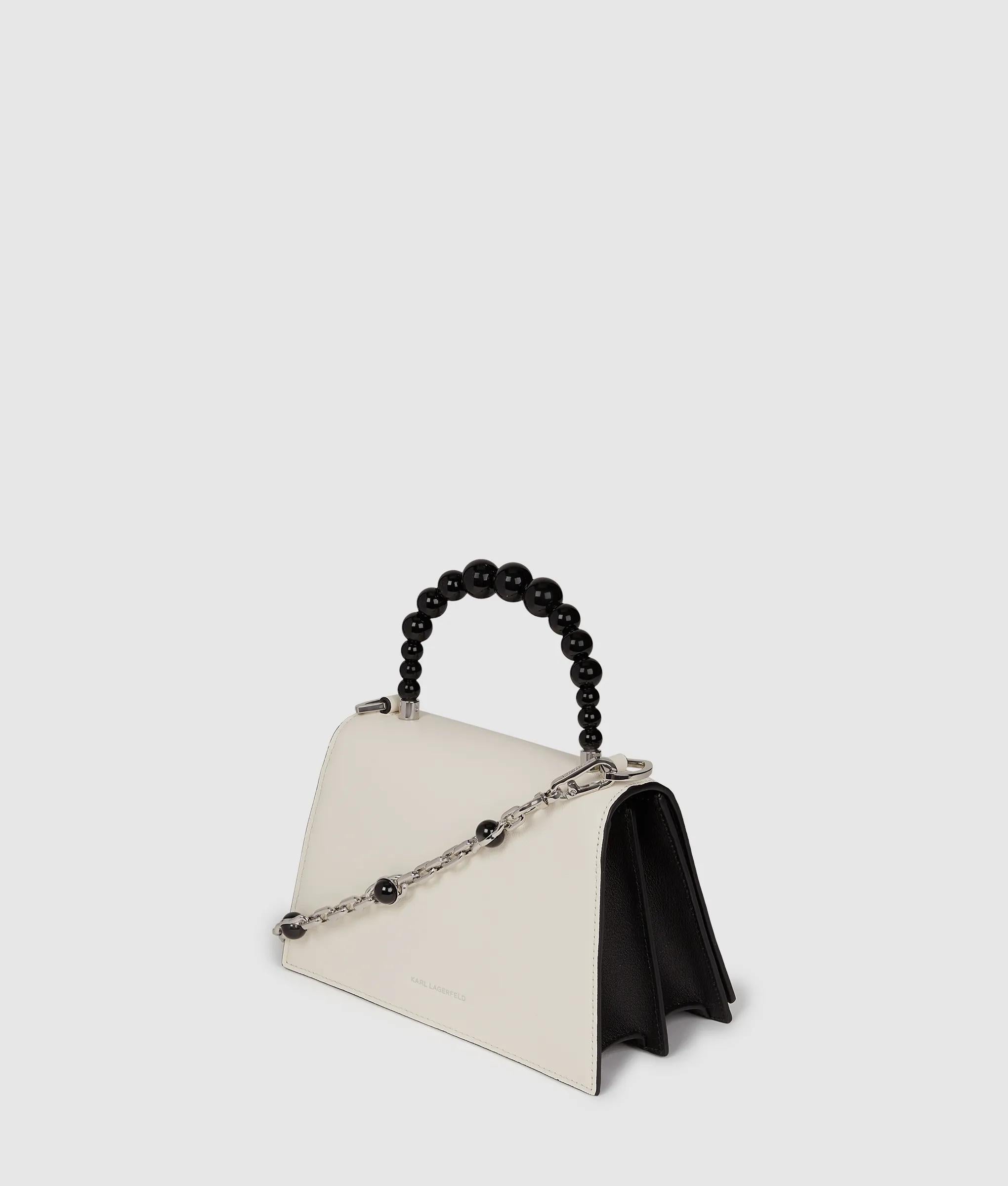 K/Signature faux-pearl top handle bag