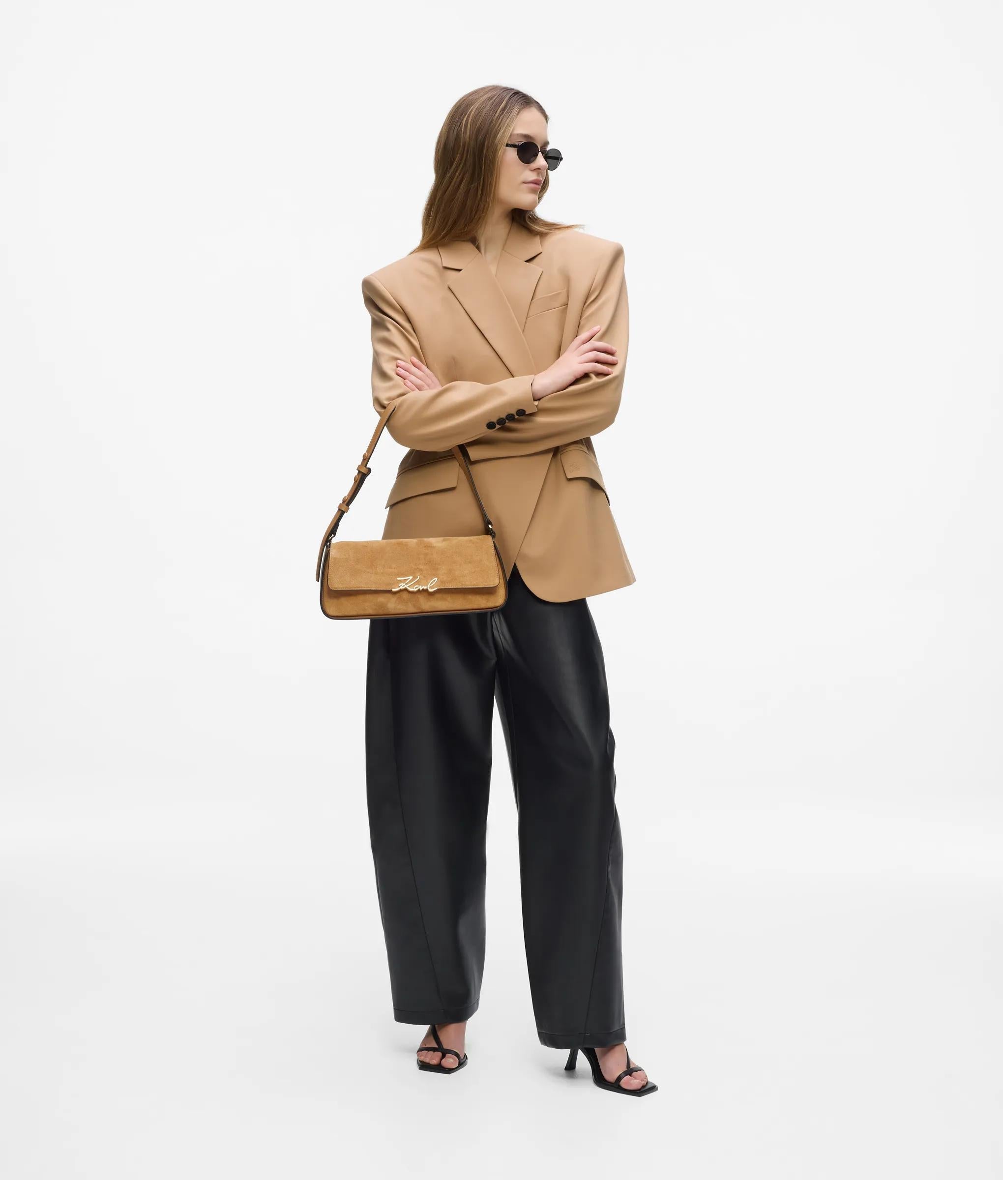 K/Signature suede shoulder bag