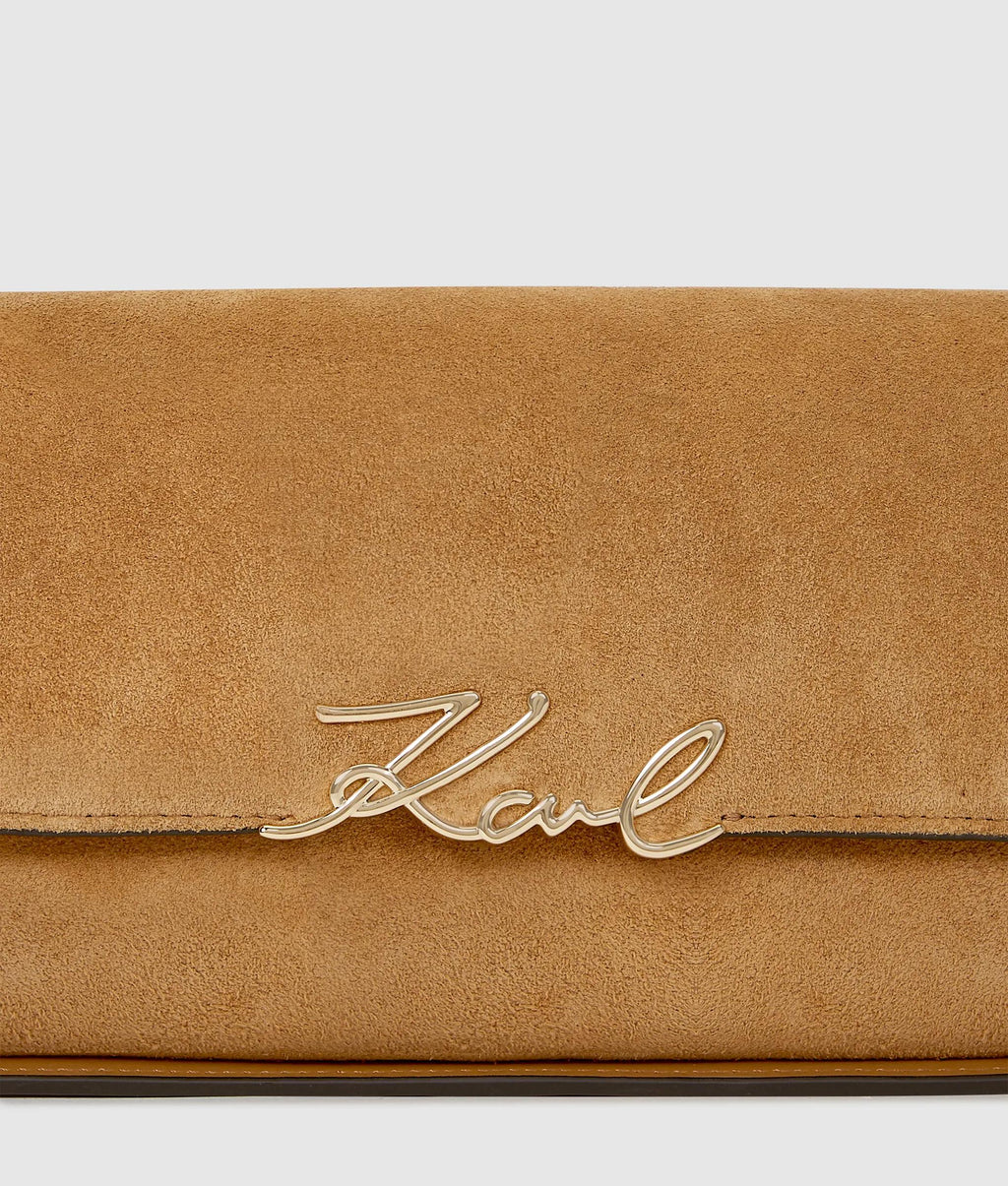 K/Signature suede shoulder bag
