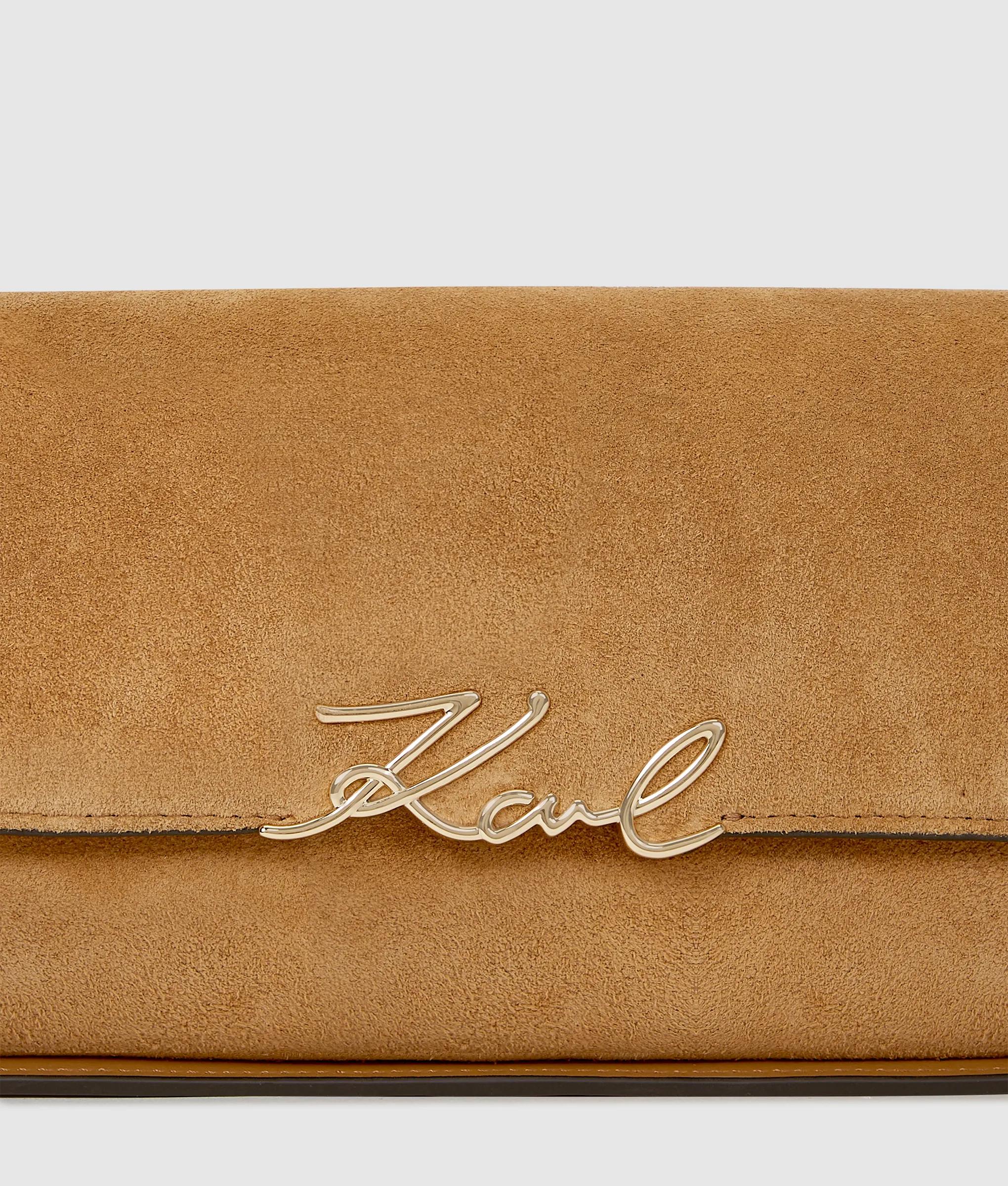 K/Signature suede shoulder bag