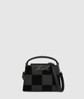K/Signature checkered top handle bag