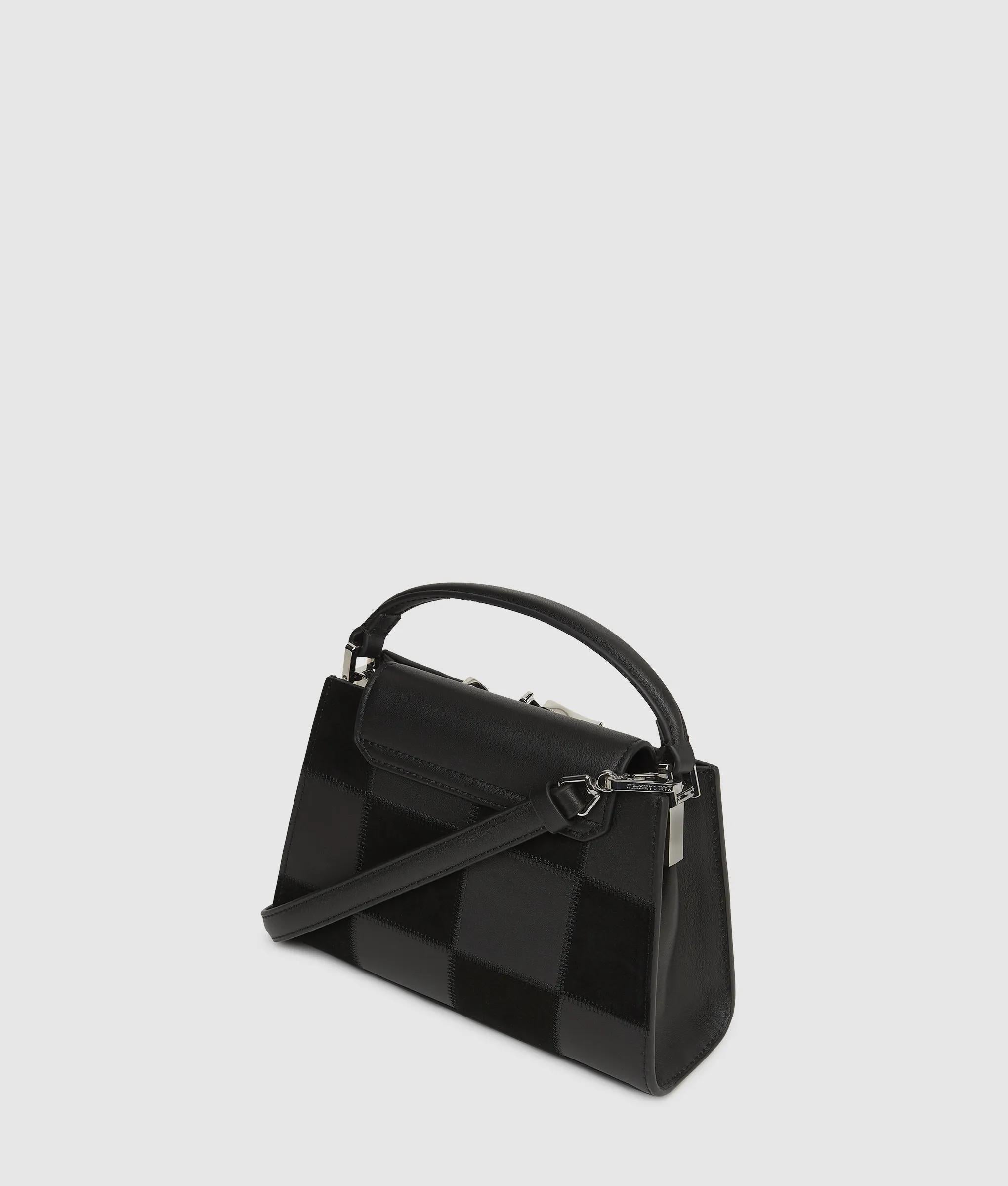 K/Signature checkered top handle bag