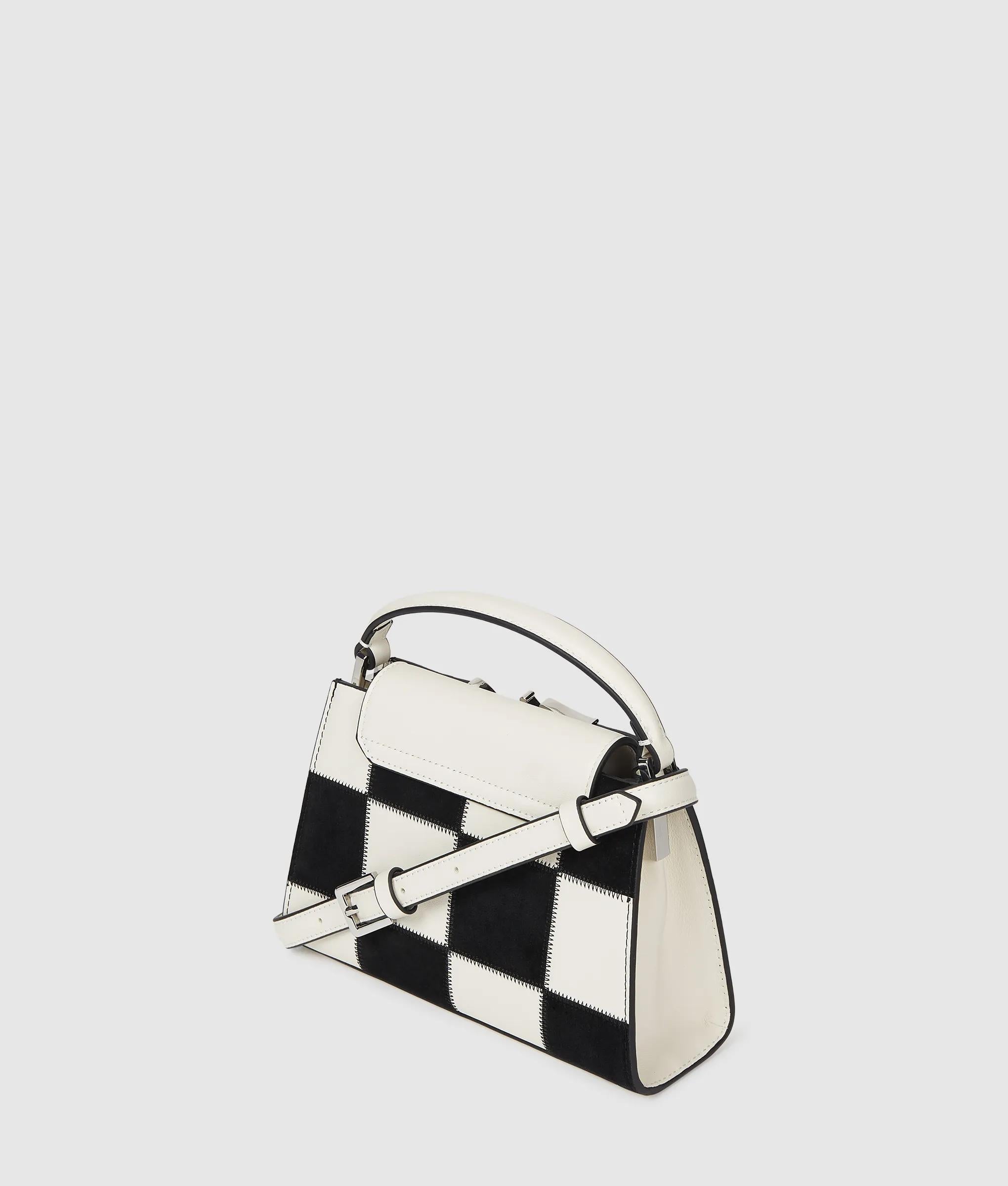 K/Signature checkered top handle bag