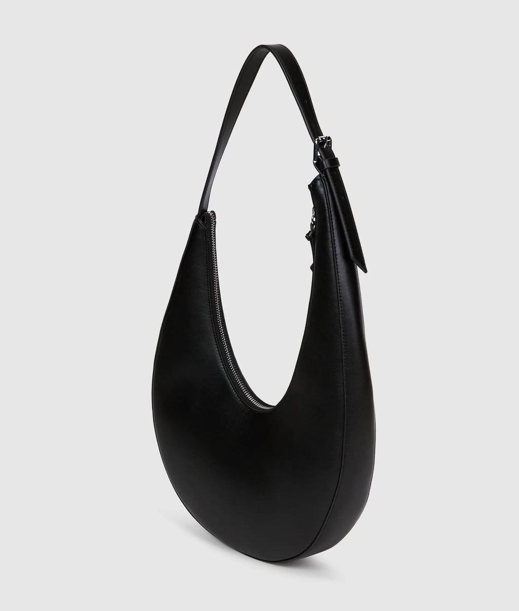 Rounded leather hobo bag