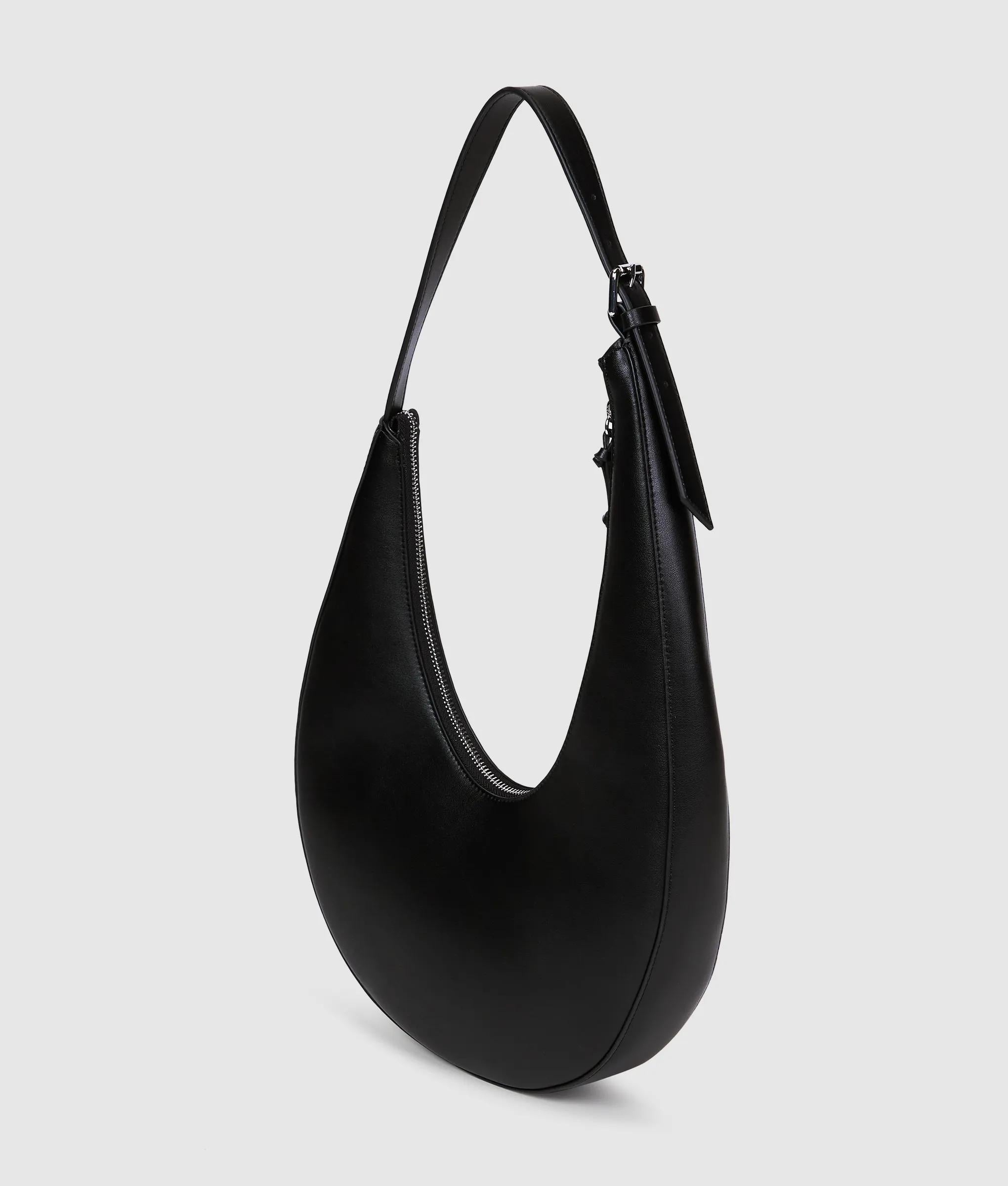Rounded leather hobo bag