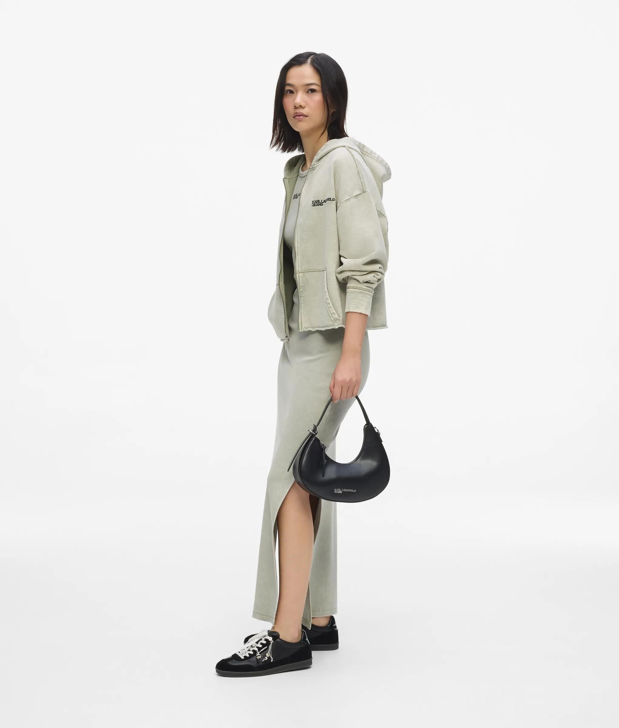 Rounded leather top handle bag