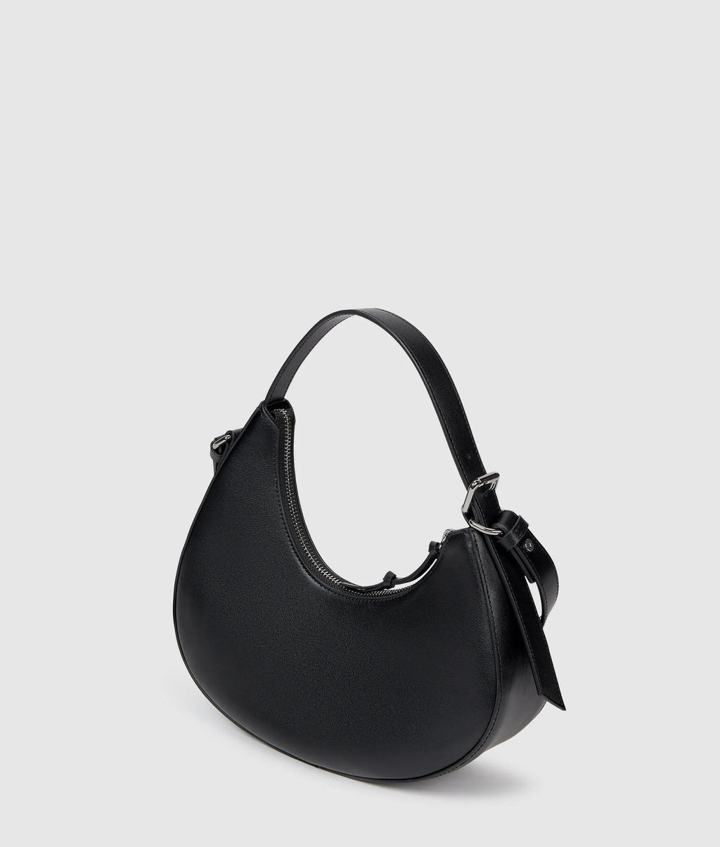 Rounded leather top handle bag