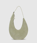 Rounded suede hobo bag