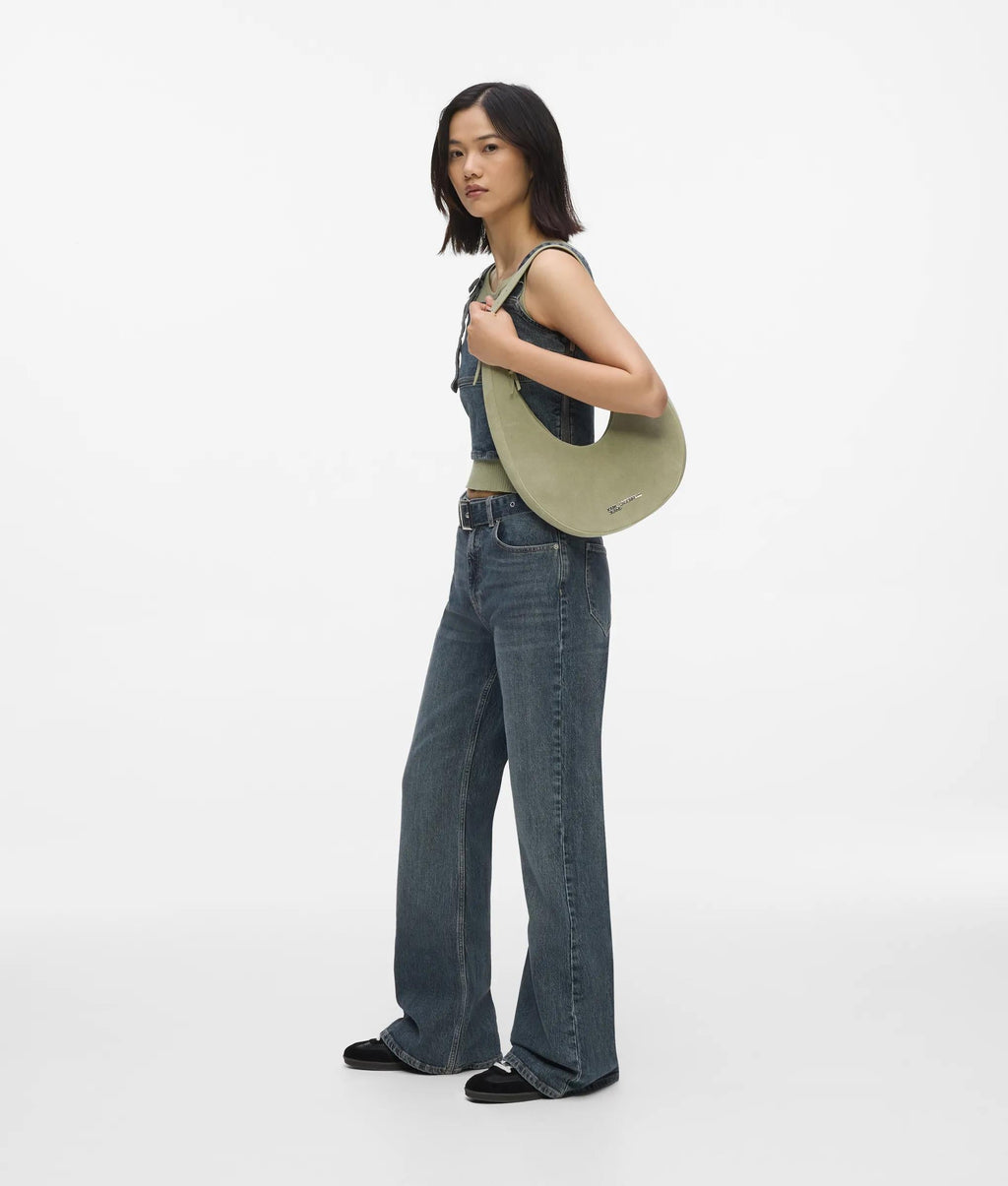 Rounded suede hobo bag