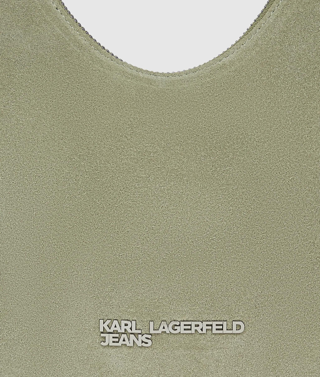 Rounded suede hobo bag