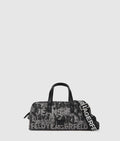 Denim graphic print bowling bag