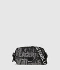 Denim graphic print camera bag