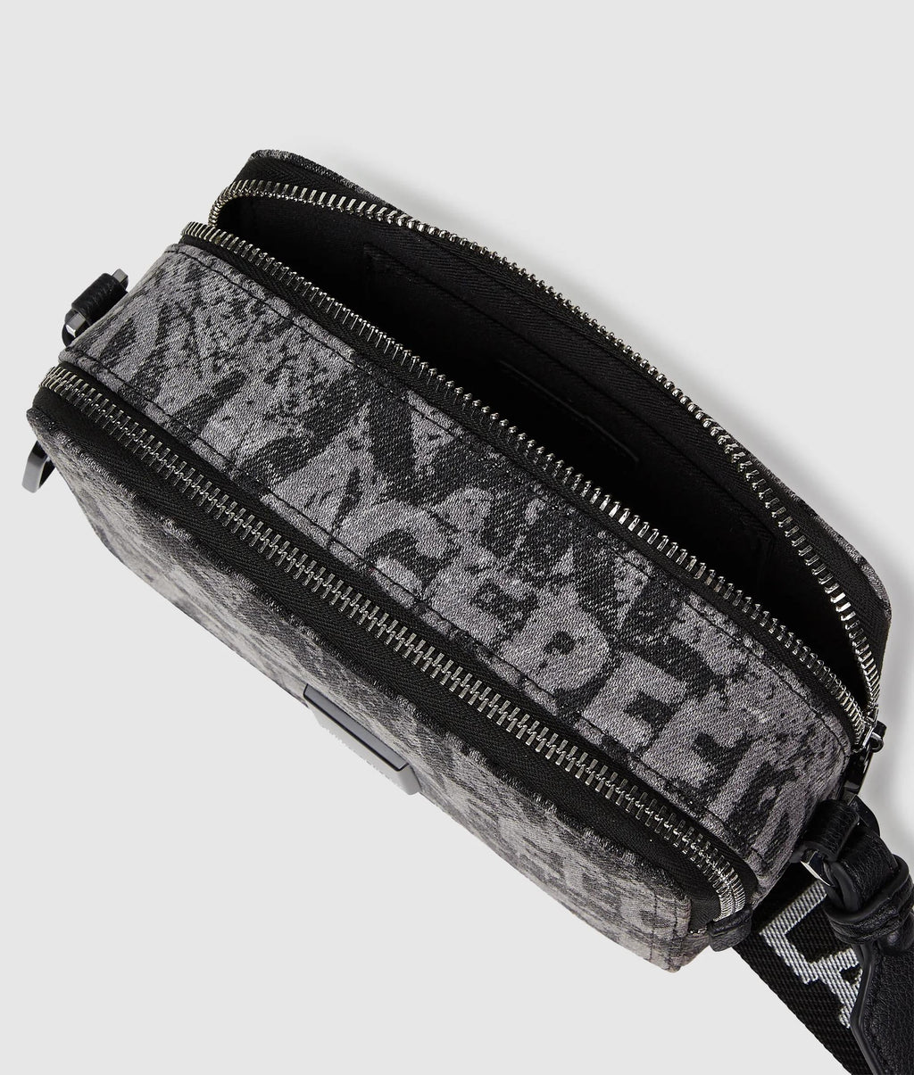 Denim graphic print camera bag