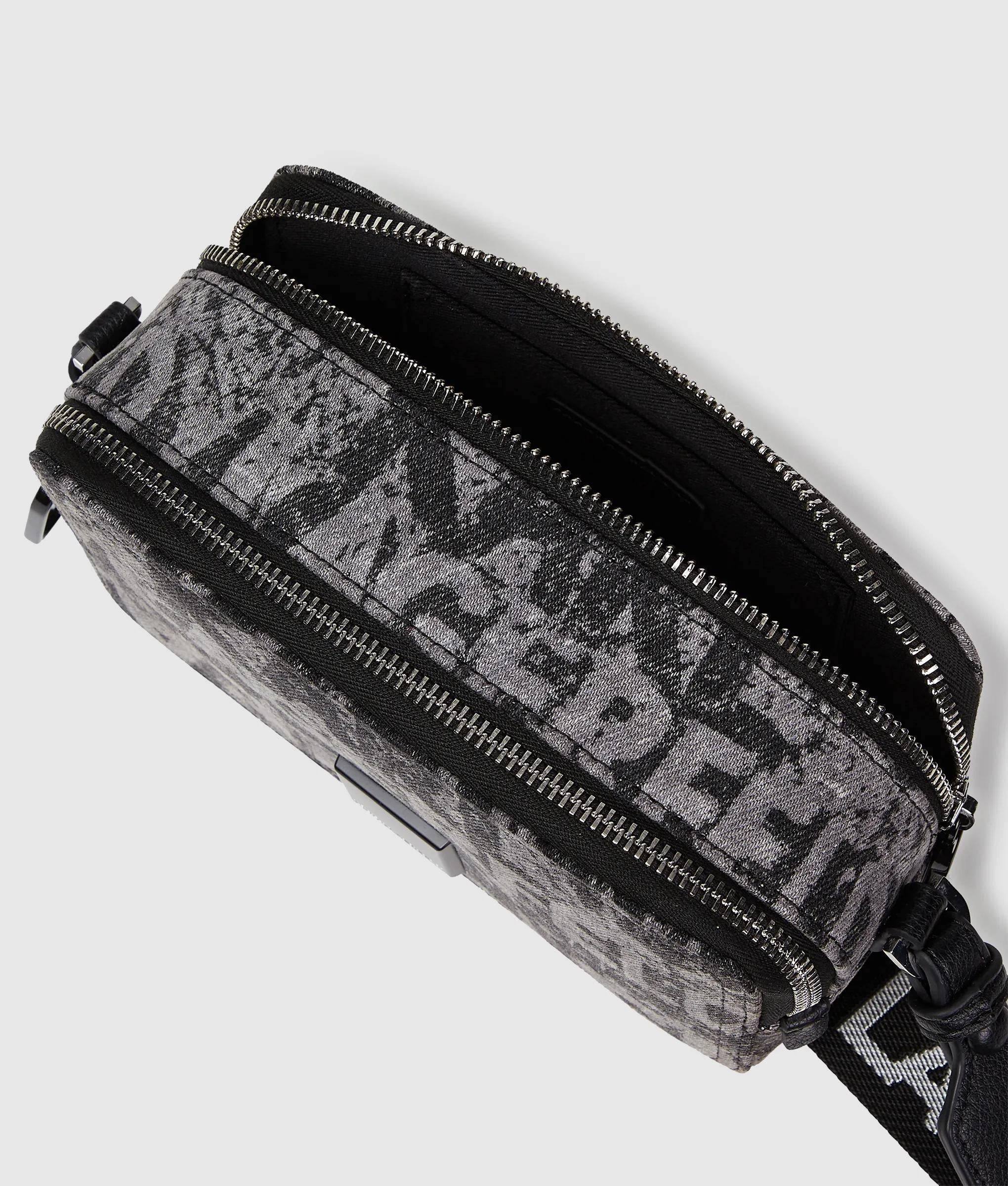 Denim graphic print camera bag
