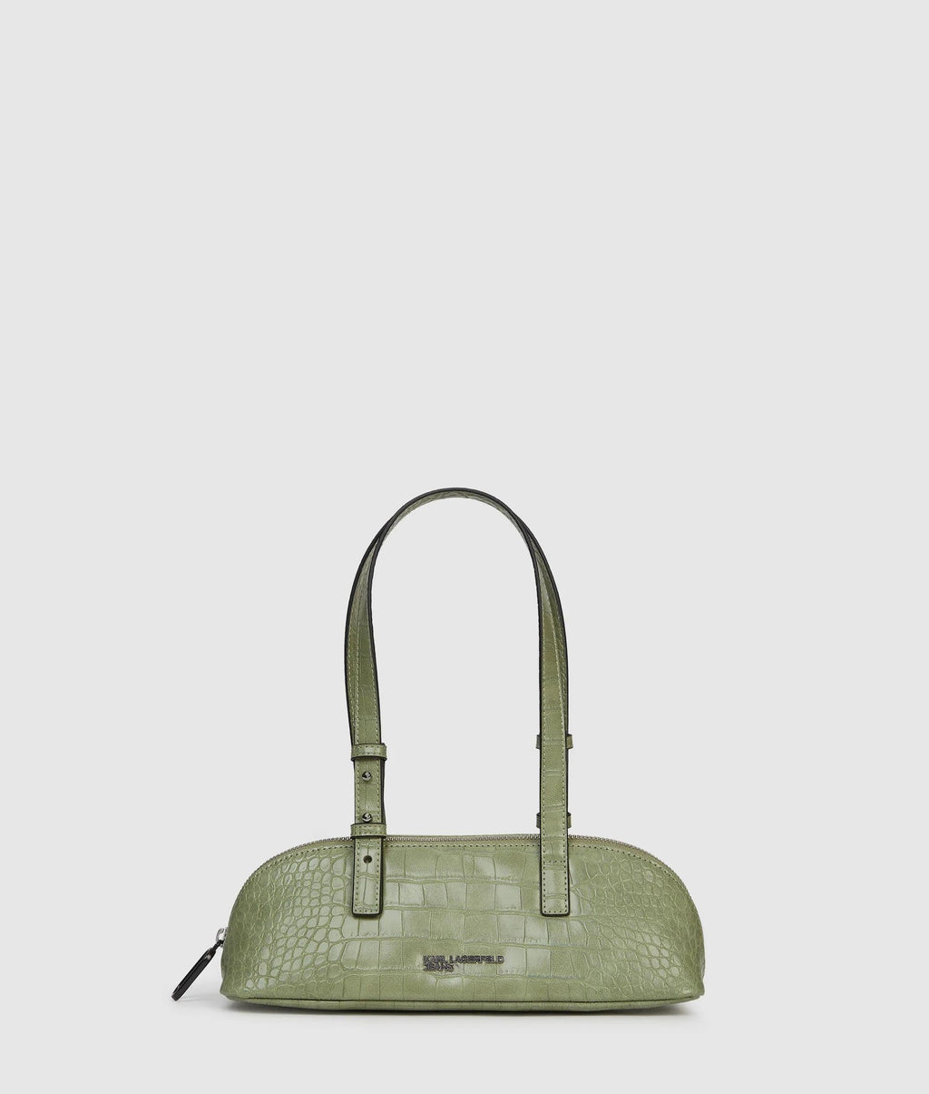 Croco elongated shoulder bag