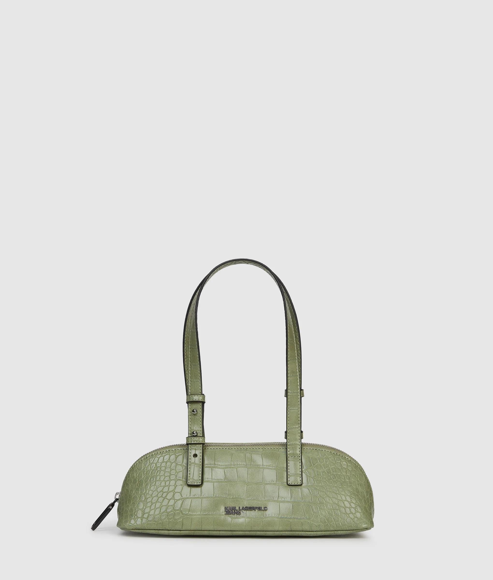 Croco elongated shoulder bag