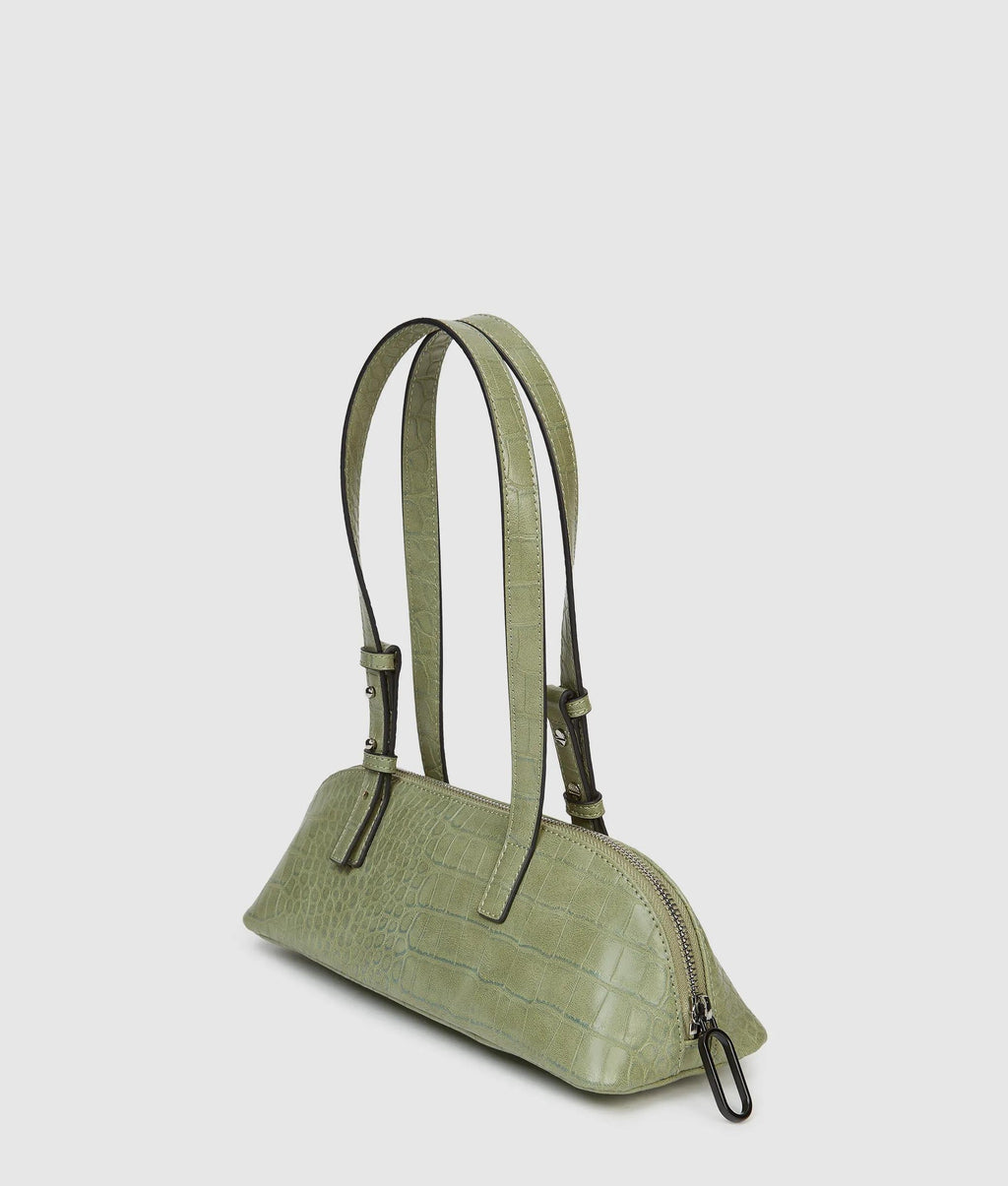 Croco elongated shoulder bag