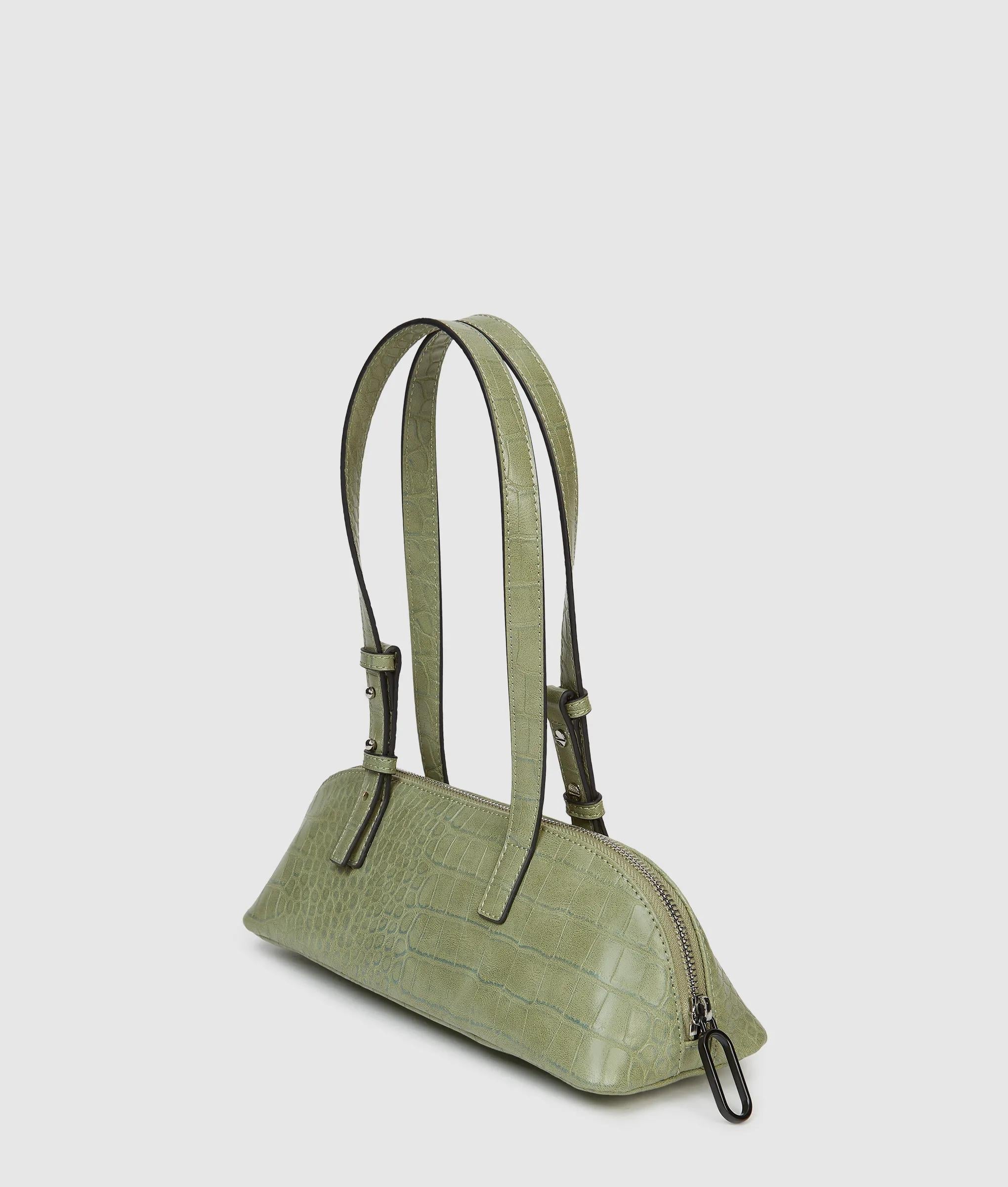 Croco elongated shoulder bag