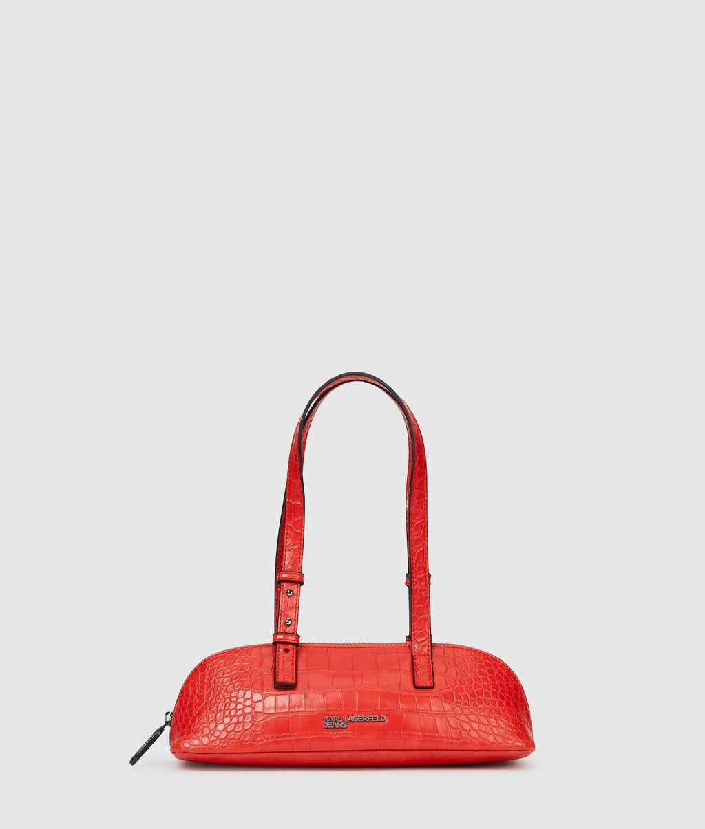 Croco elongated shoulder bag
