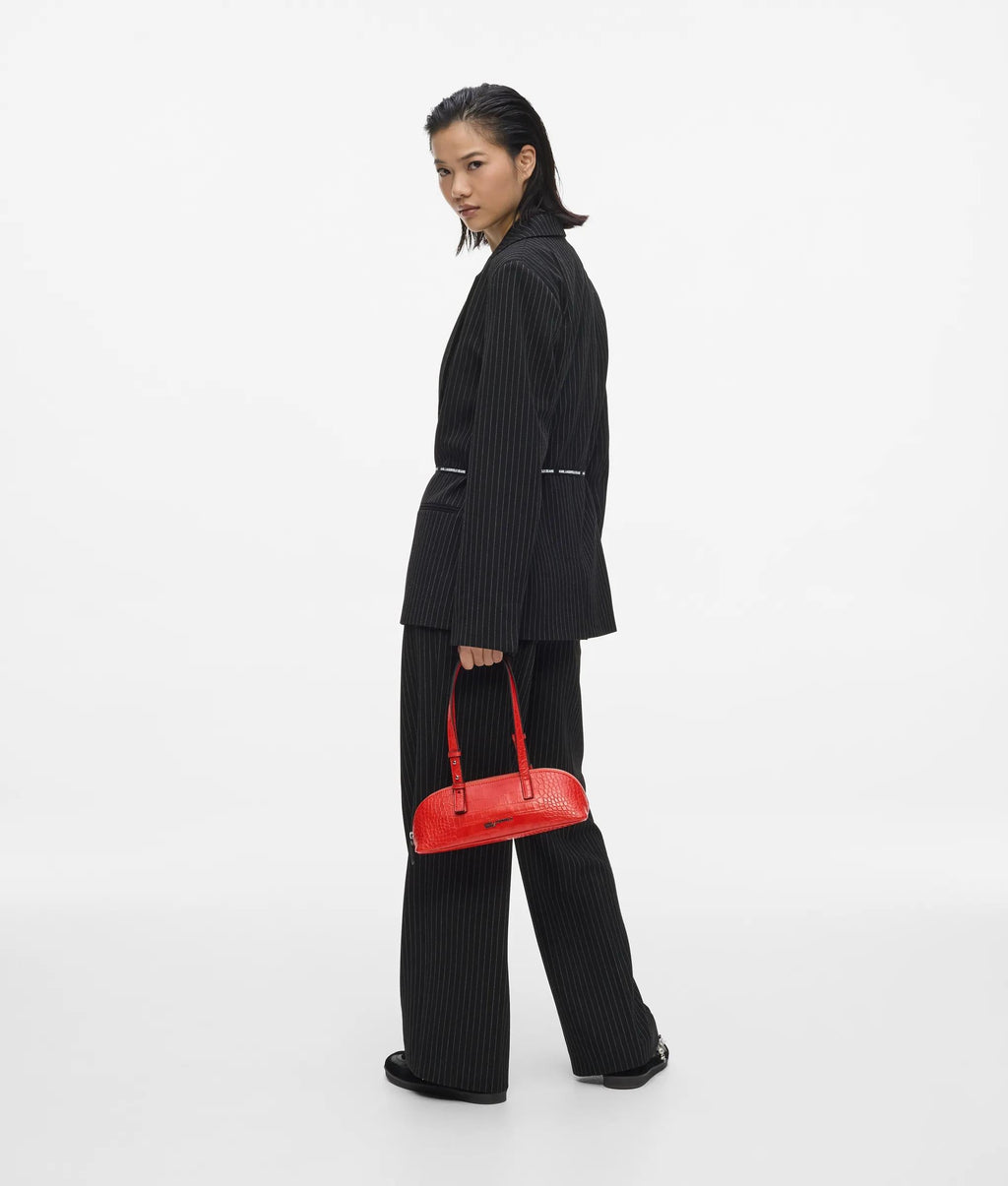 Croco elongated shoulder bag