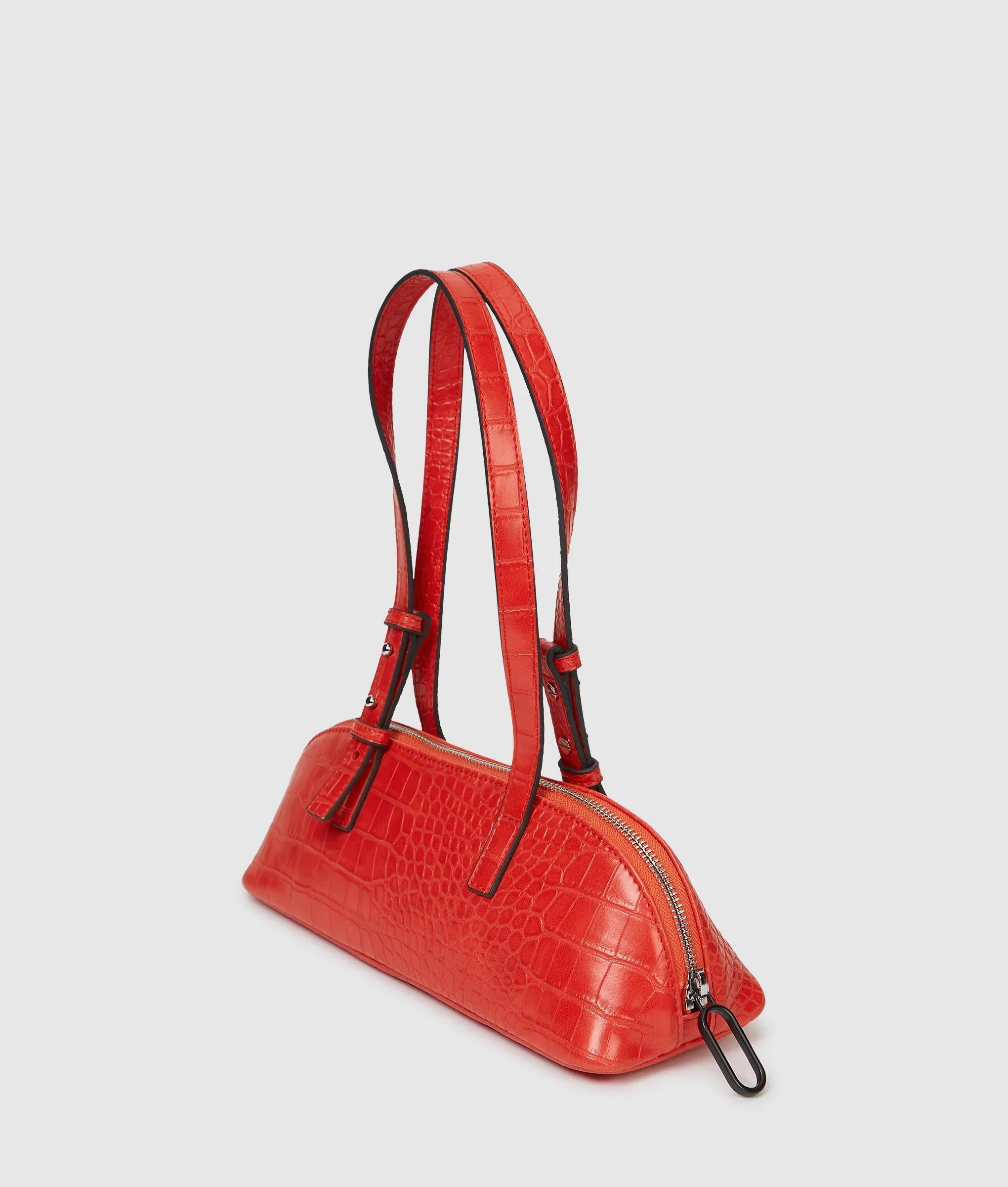 Croco elongated shoulder bag