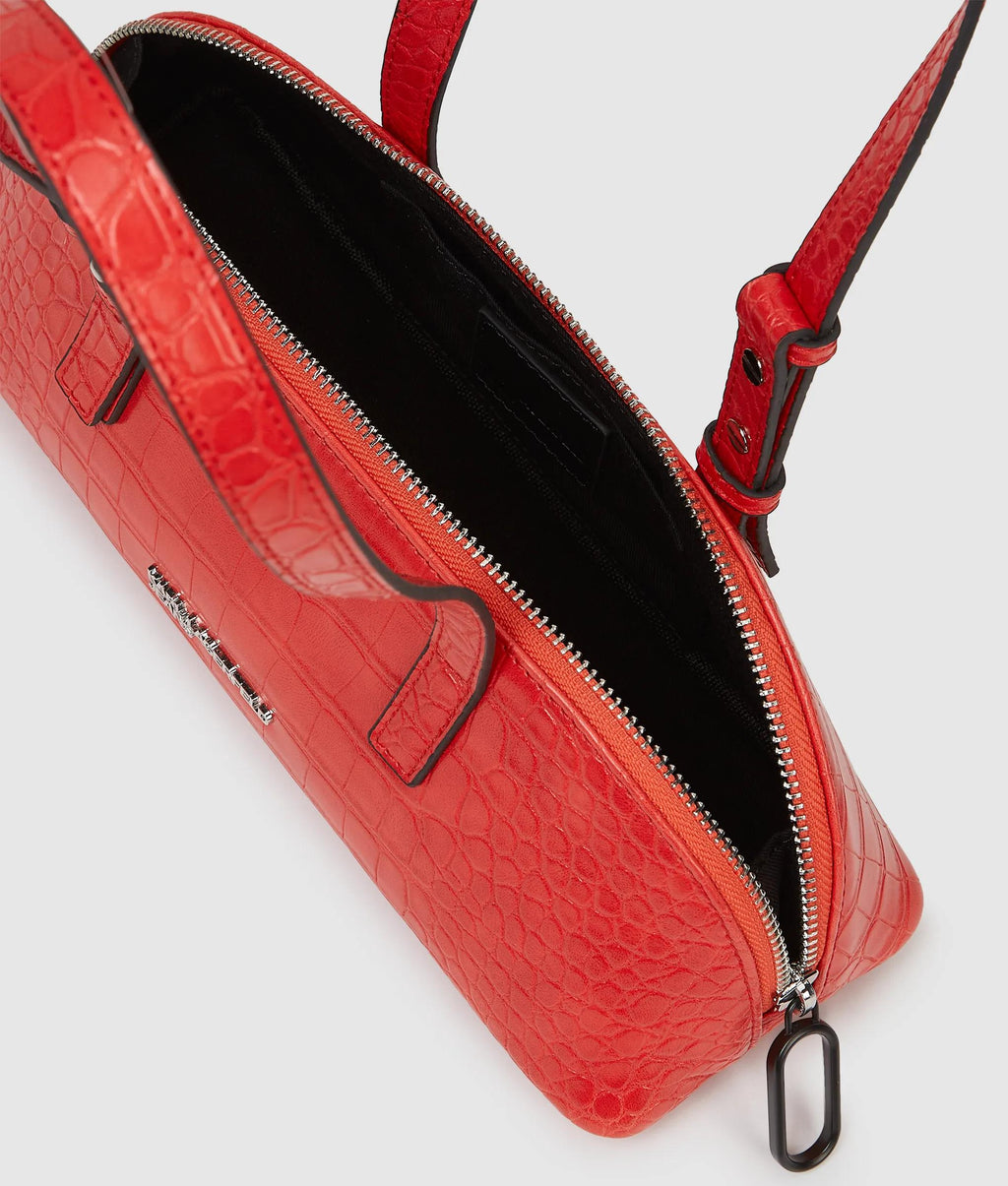 Croco elongated shoulder bag