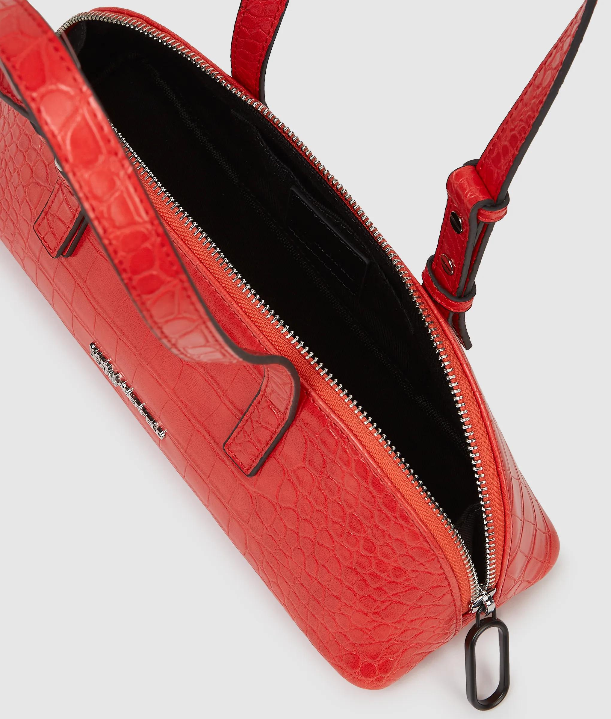 Croco elongated shoulder bag