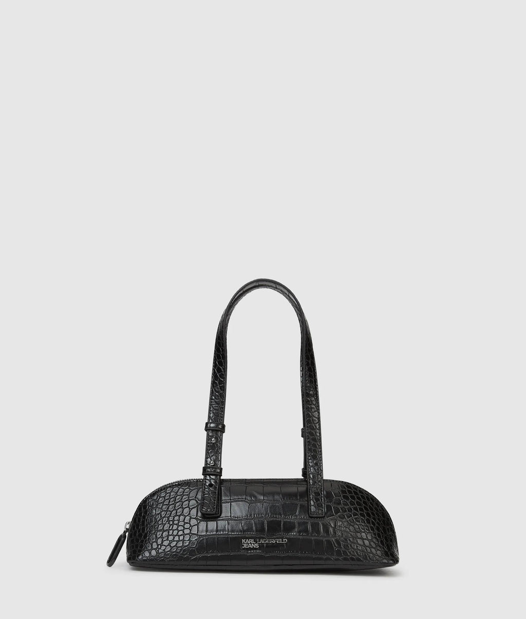 Croco elongated shoulder bag