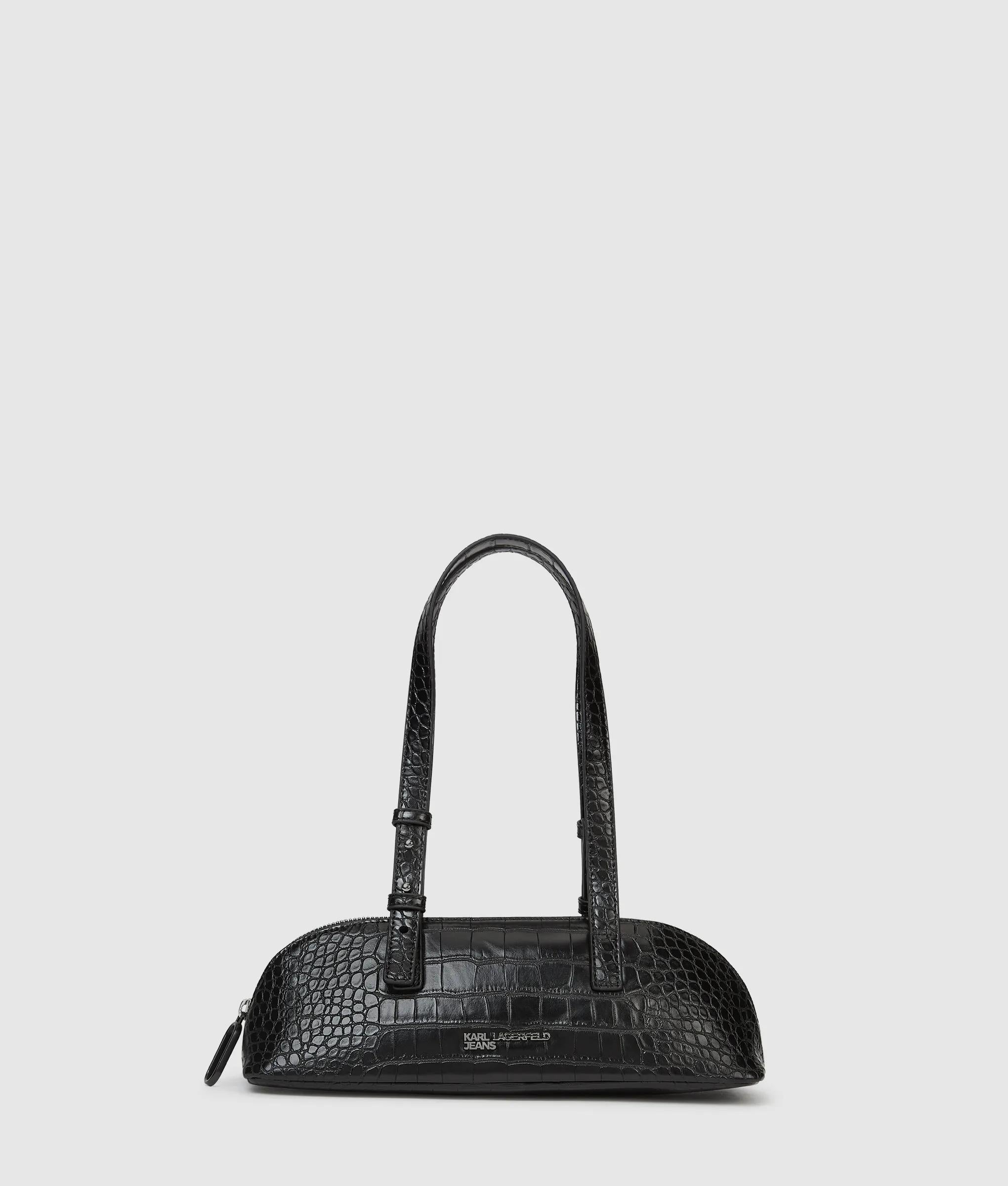 Croco elongated shoulder bag