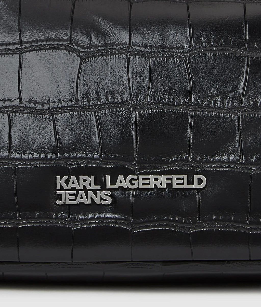 Croco elongated shoulder bag