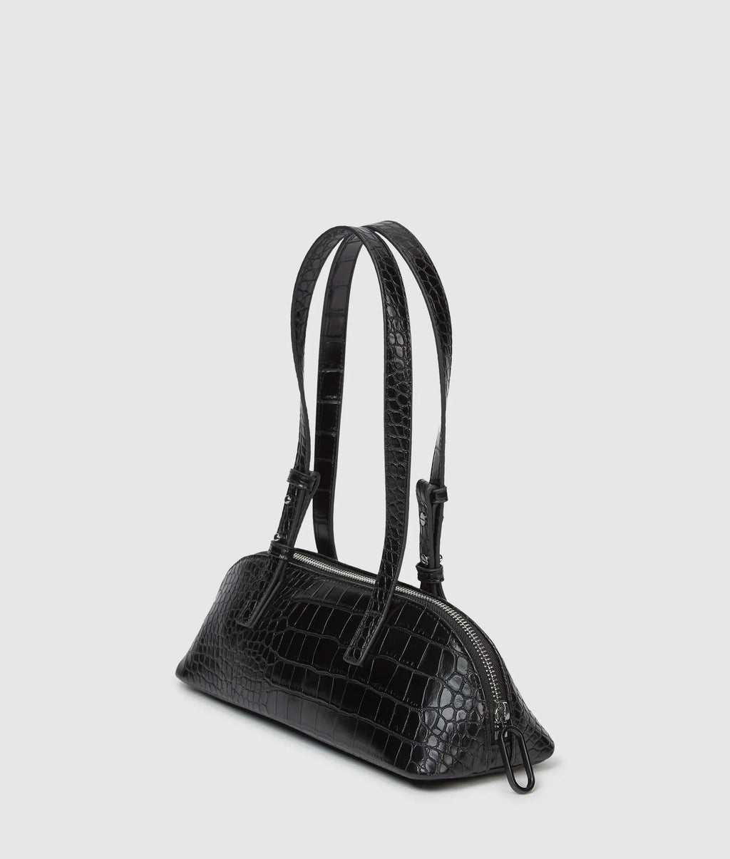 Croco elongated shoulder bag