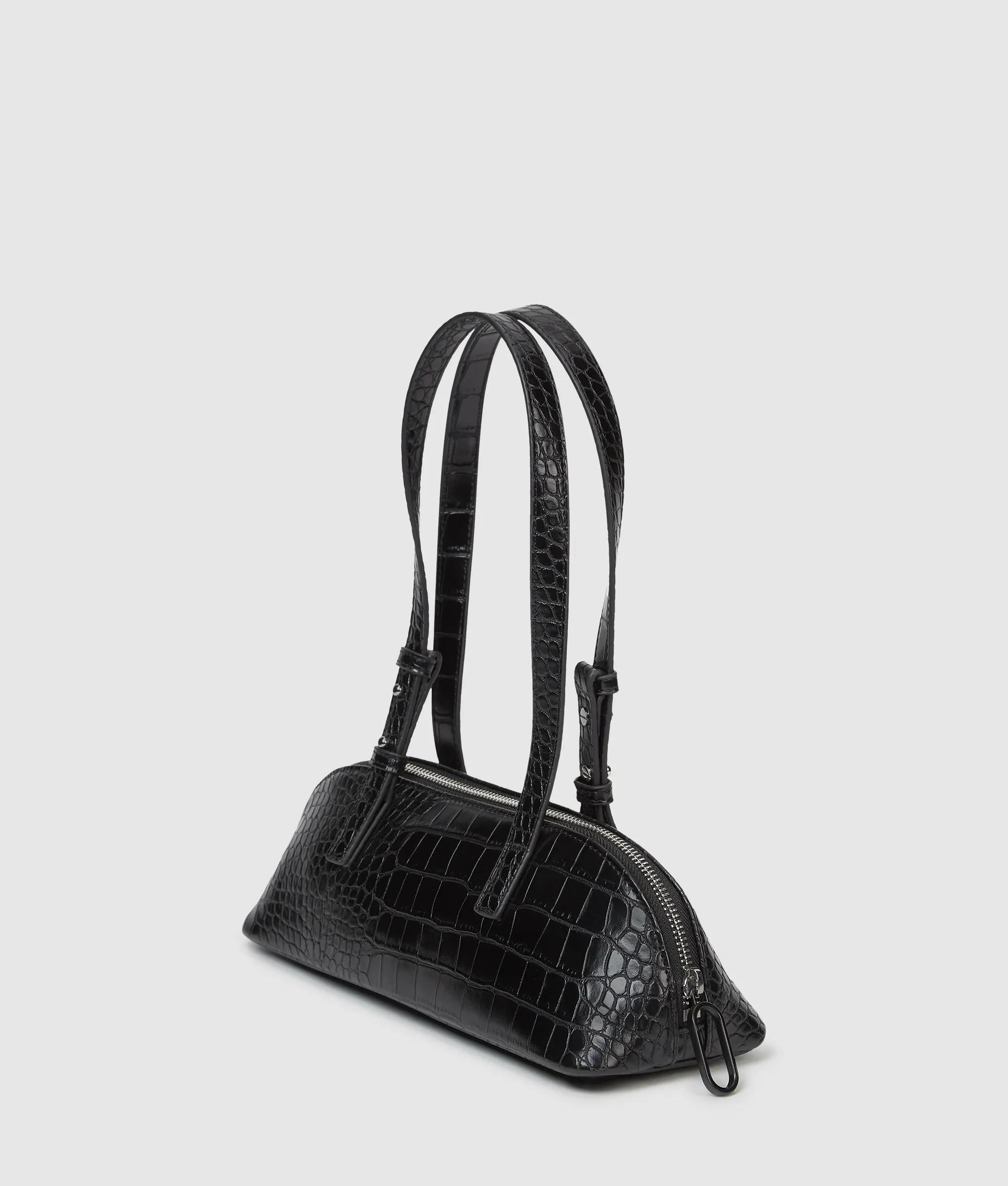 Croco elongated shoulder bag