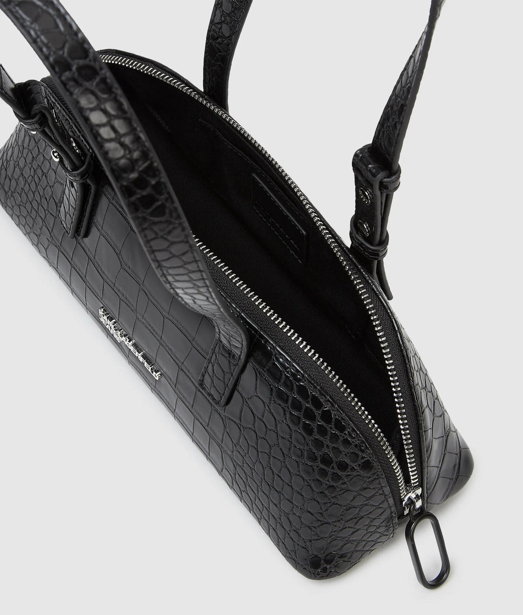 Croco elongated shoulder bag