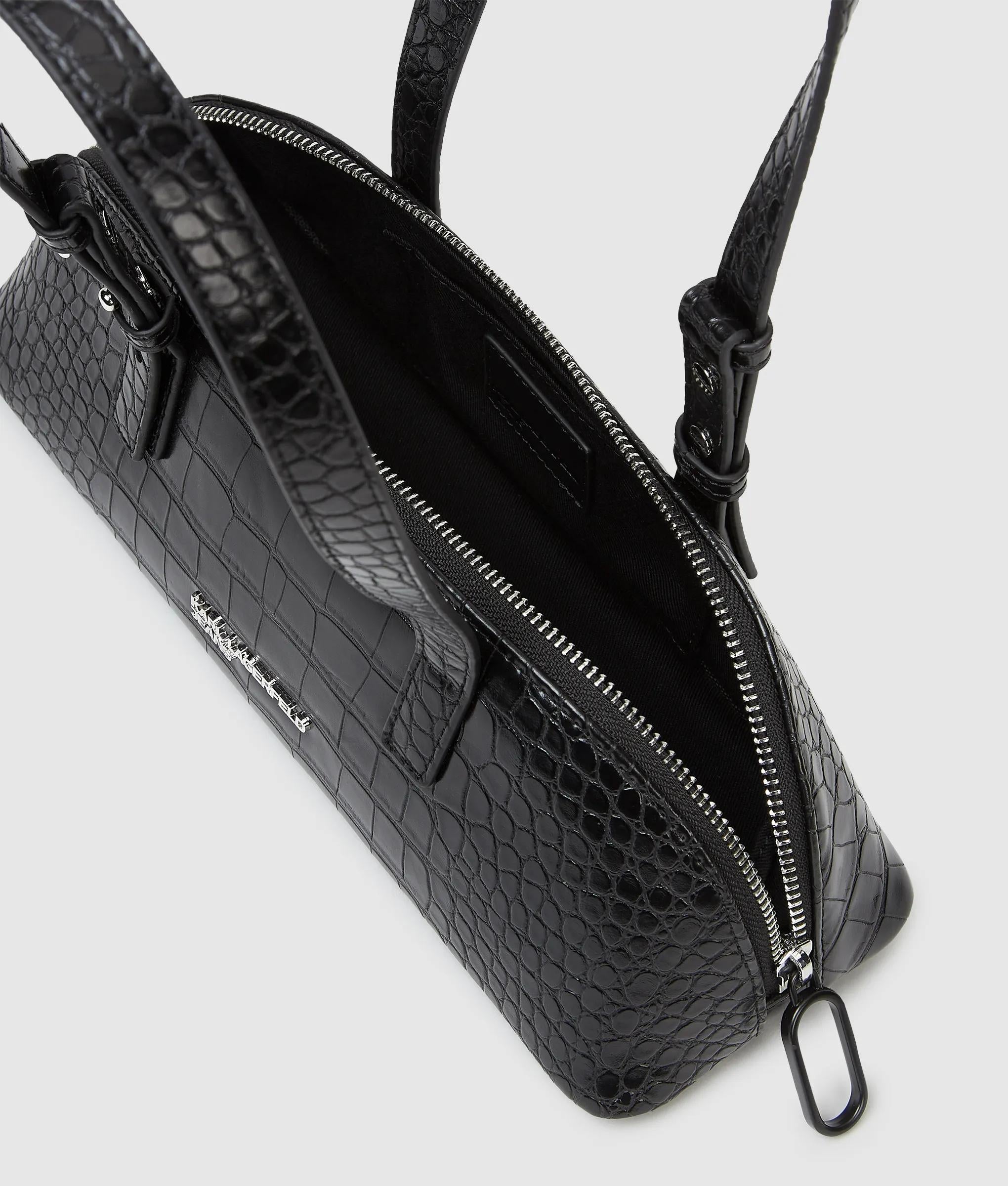 Croco elongated shoulder bag