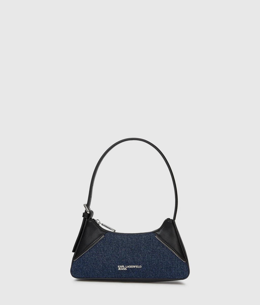 Rebel denim and faux-leather shoulder bag