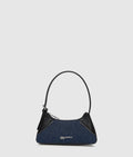 Rebel denim and faux-leather shoulder bag