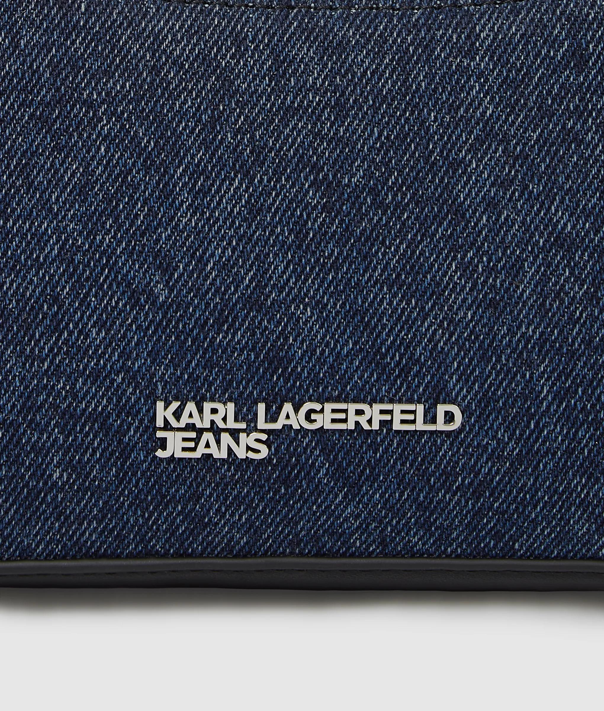Rebel denim and faux-leather shoulder bag