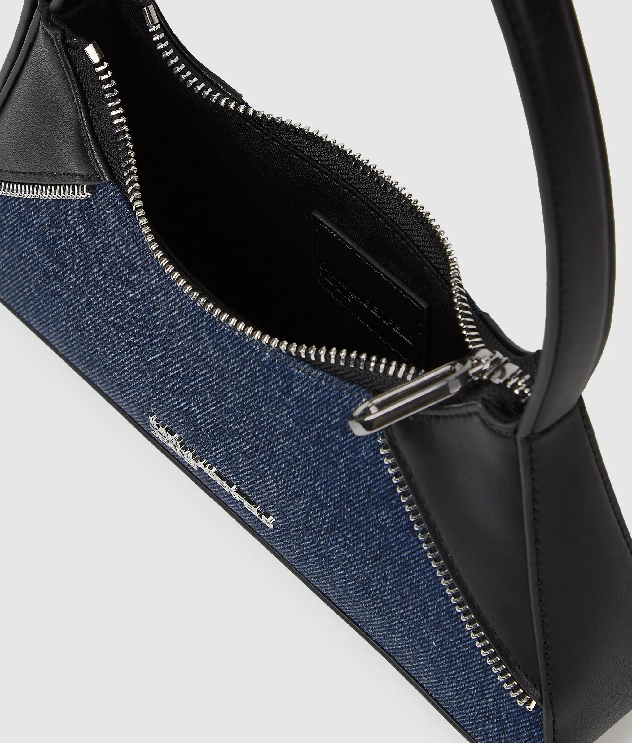 Rebel denim and faux-leather shoulder bag
