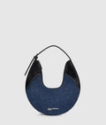 Rebel denim and faux-leather hobo bag