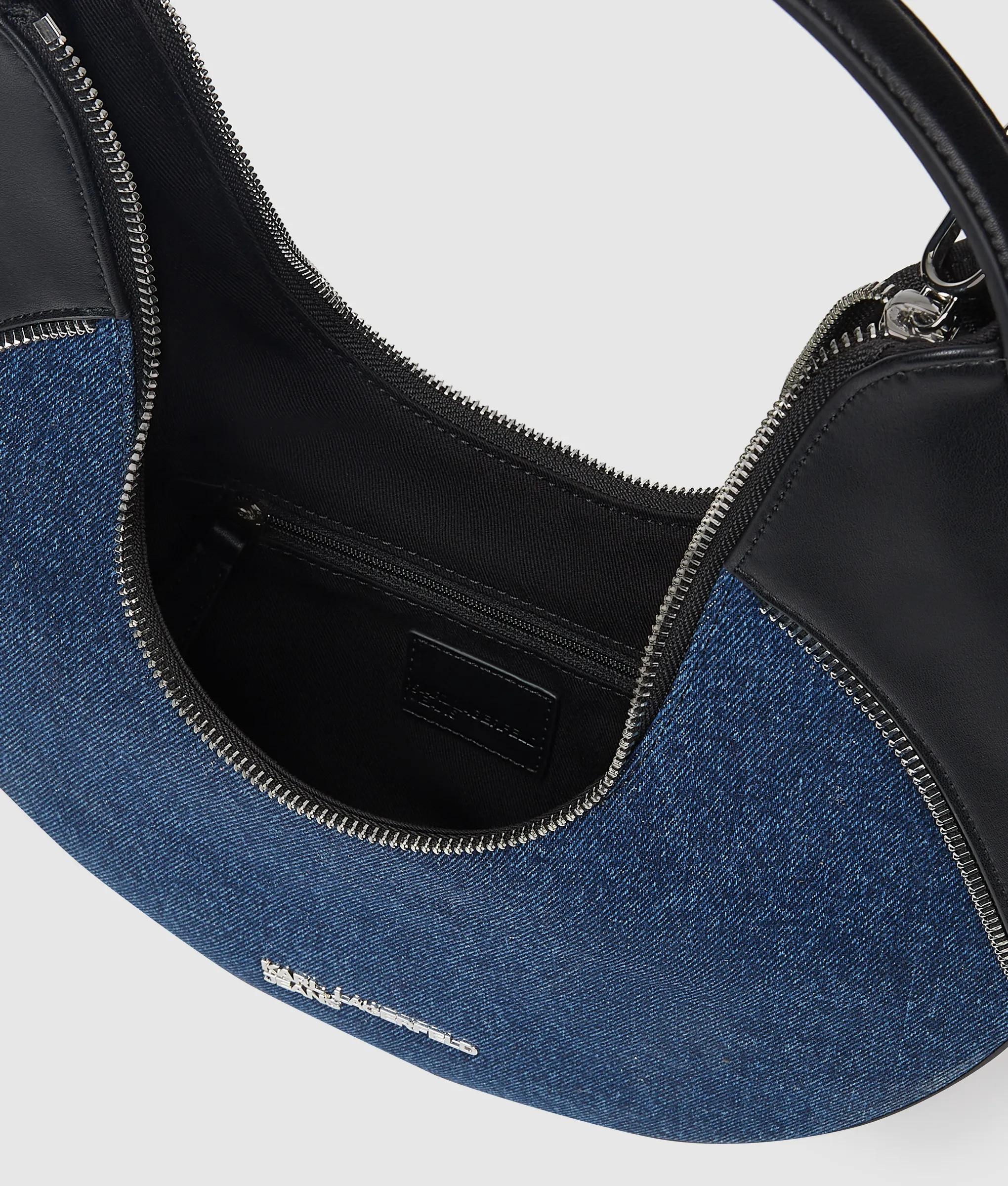 Rebel denim and faux-leather hobo bag