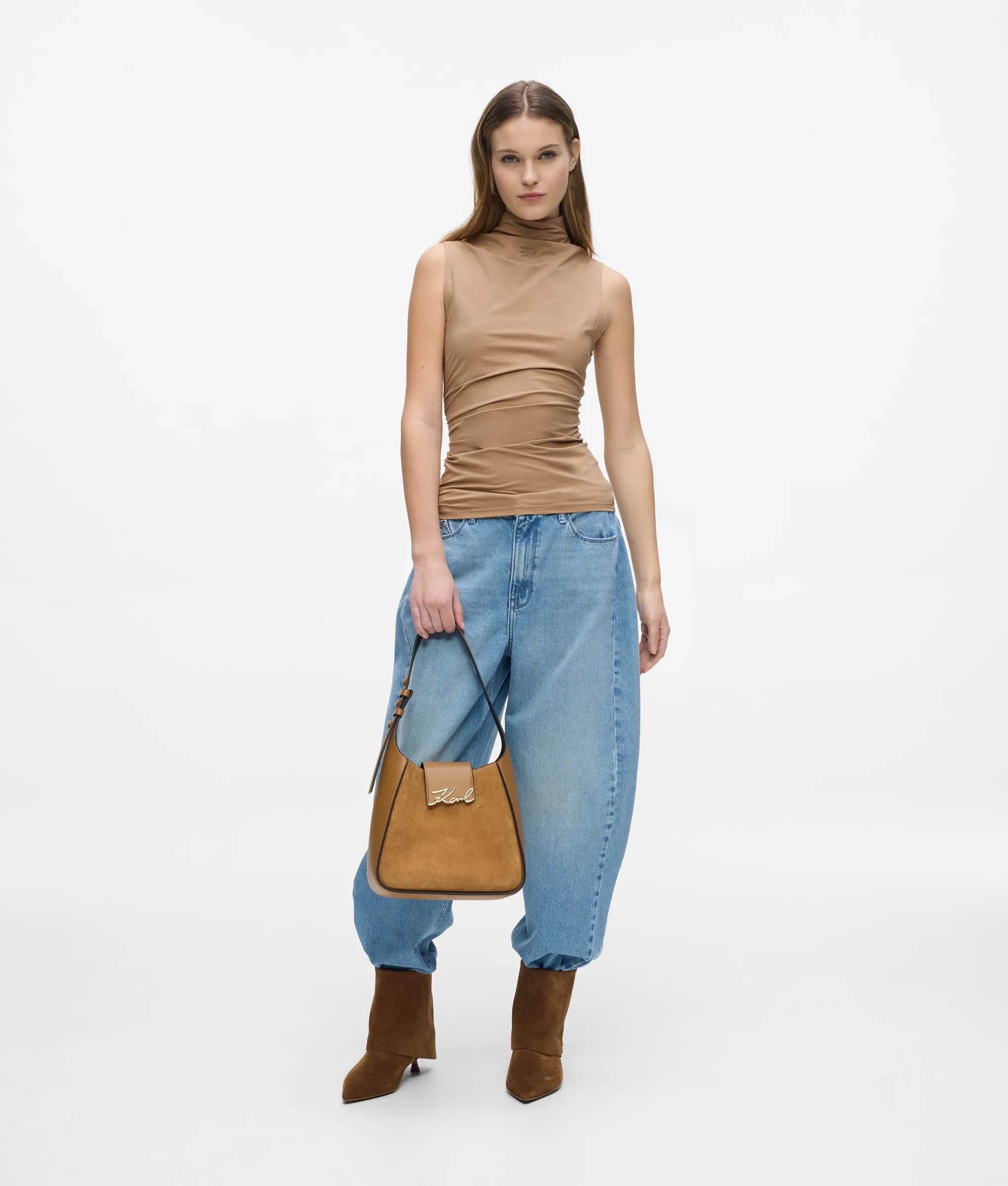 K/Signature suede hobo bag