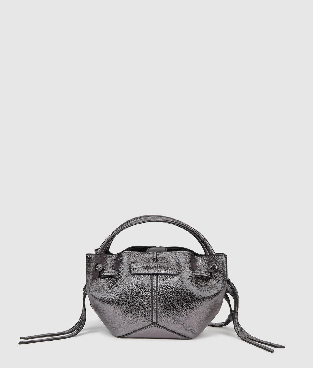K/Pierced mini metallic bucket bag