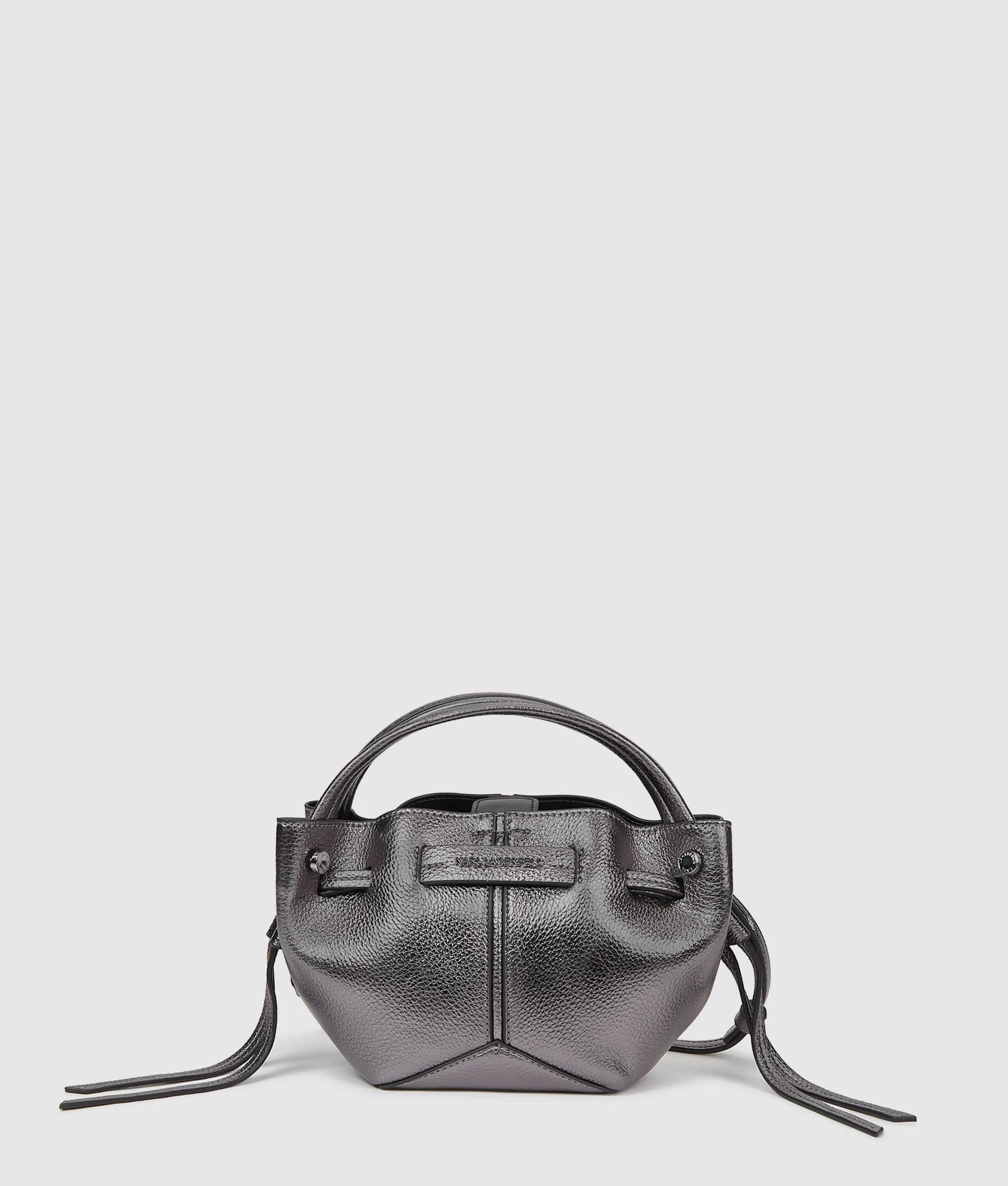 K/Pierced mini metallic bucket bag